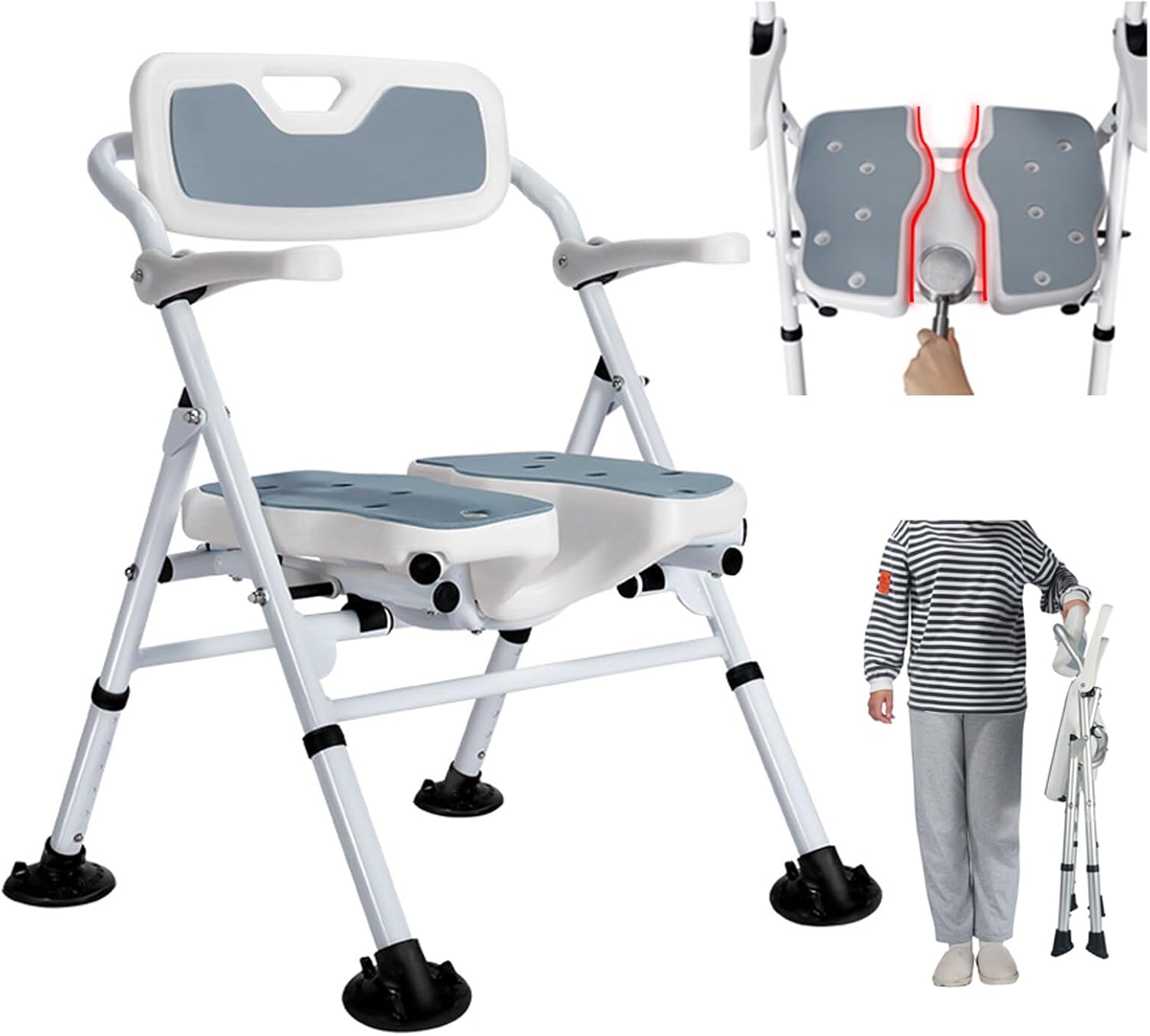 Chaise de douche pliable antidérapante pour seniors (tabouret de douche réglable en hauteur)