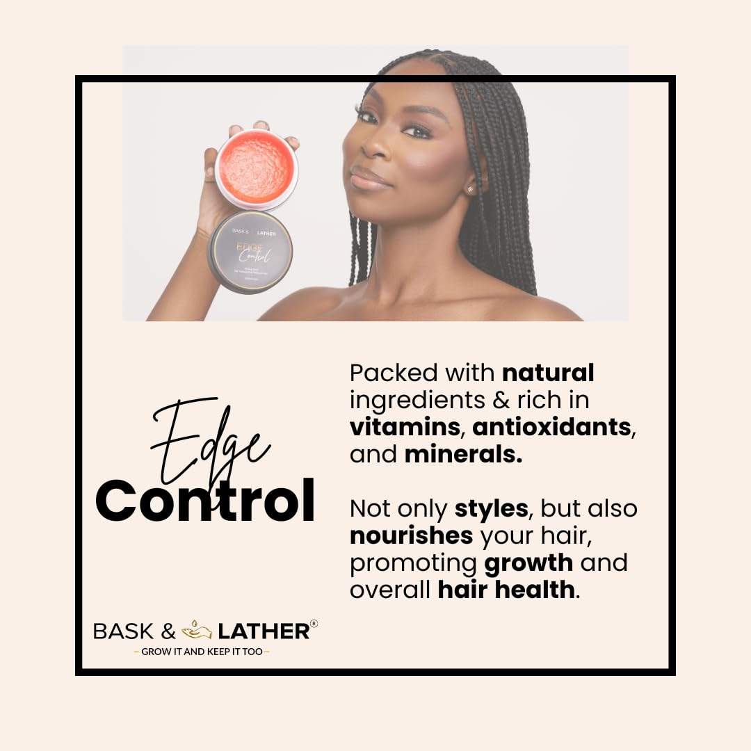 Thumbnail 1 de Bask & Lather Strong Hold Edge Control Gel with Castor Oil (No Flakes, No White Residue), 5.3 fl oz