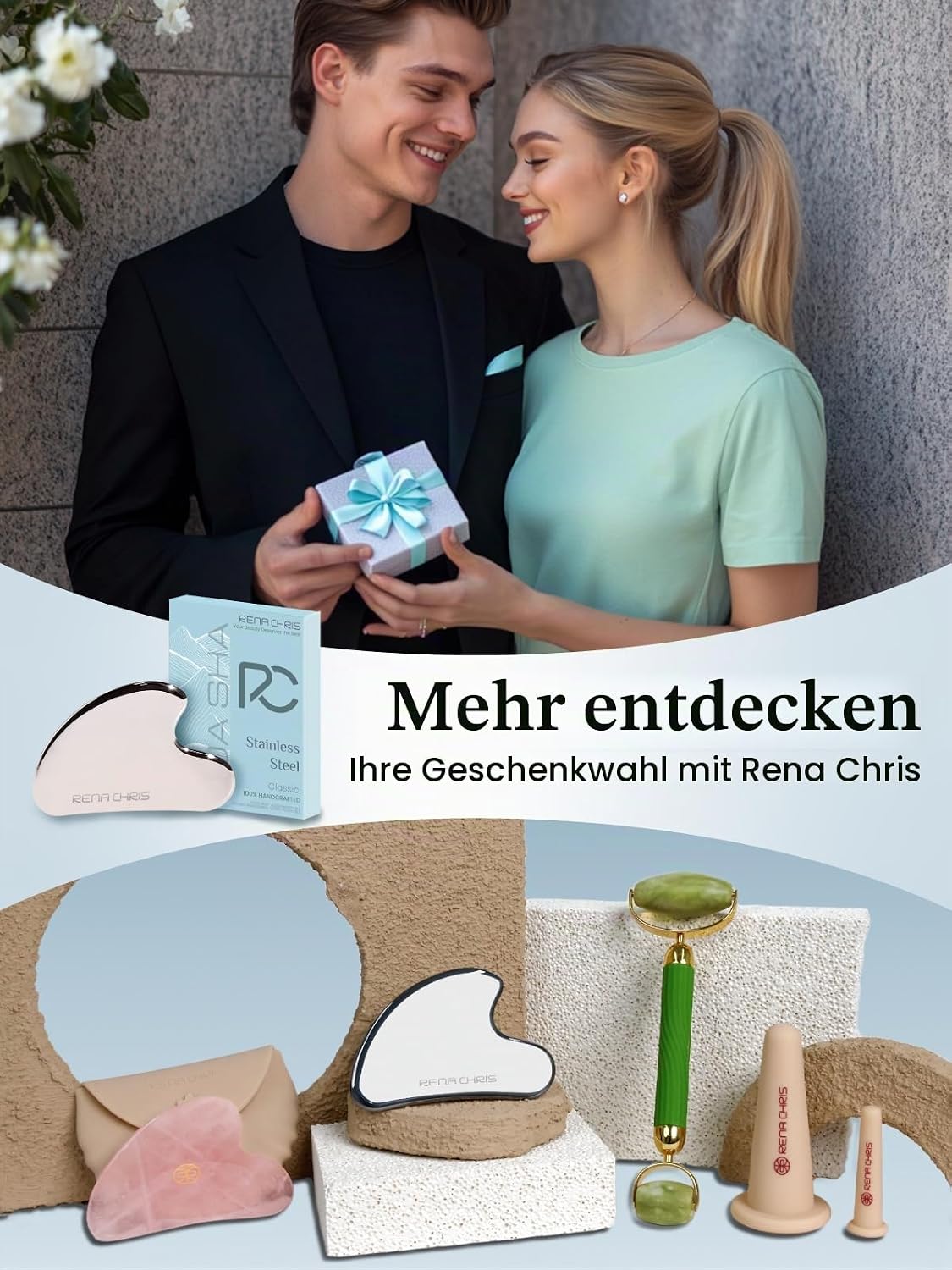 Thumbnail 5 de Rena Chris Edelstahl Gua Sha Stein – Gesichtsmassage