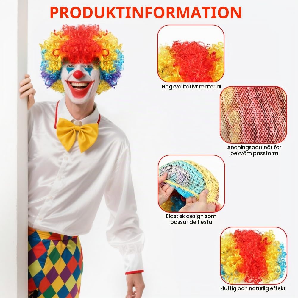 Thumbnail 2 de BSBUY 5189636 clownperuk i färgstarkt, lockigt högtemperatursilke