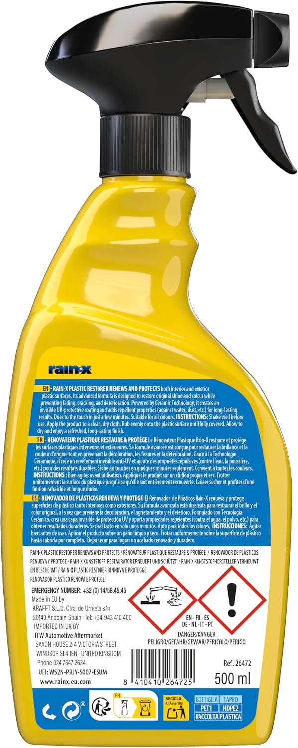 Detalle 2 de Rain-X Restaurador Plásticos 500 ml