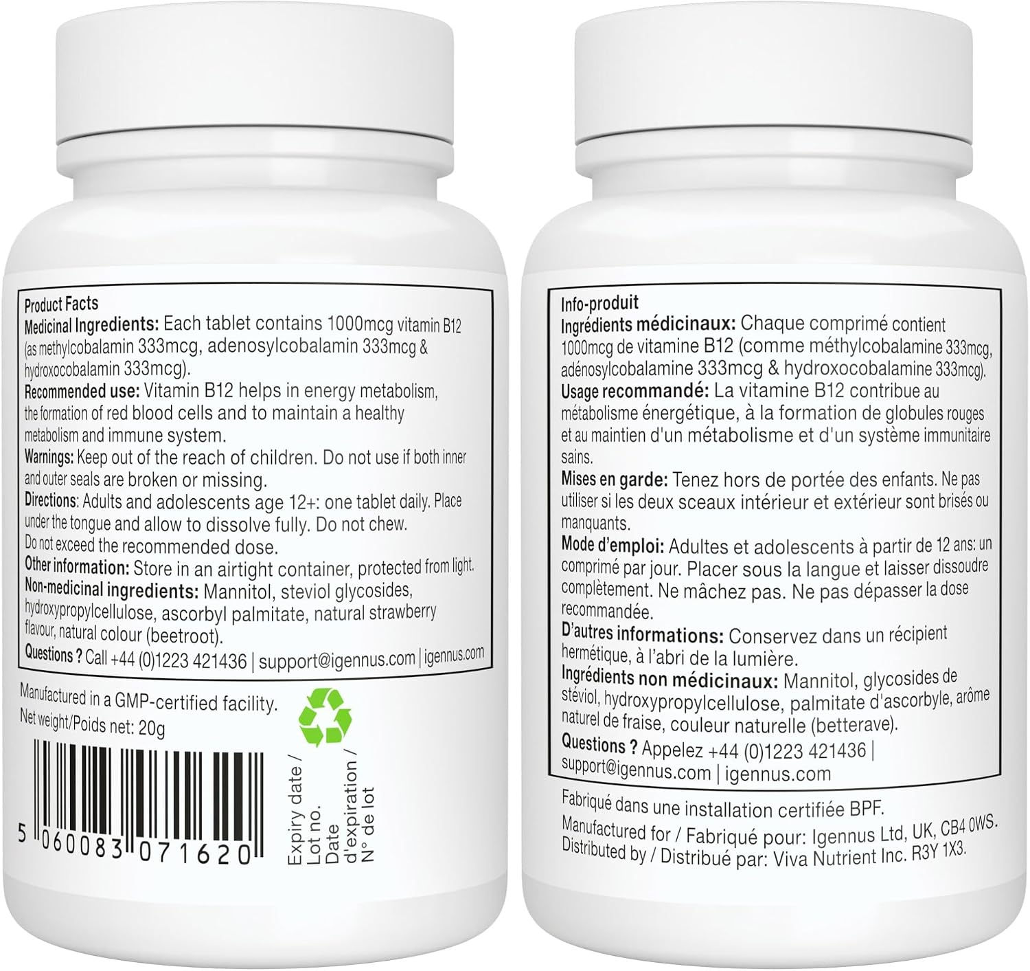 Thumbnail 5 de Igennus IGN224 Sublingual Vitamin B12 Complex, 3 Forms, Sugar-Free