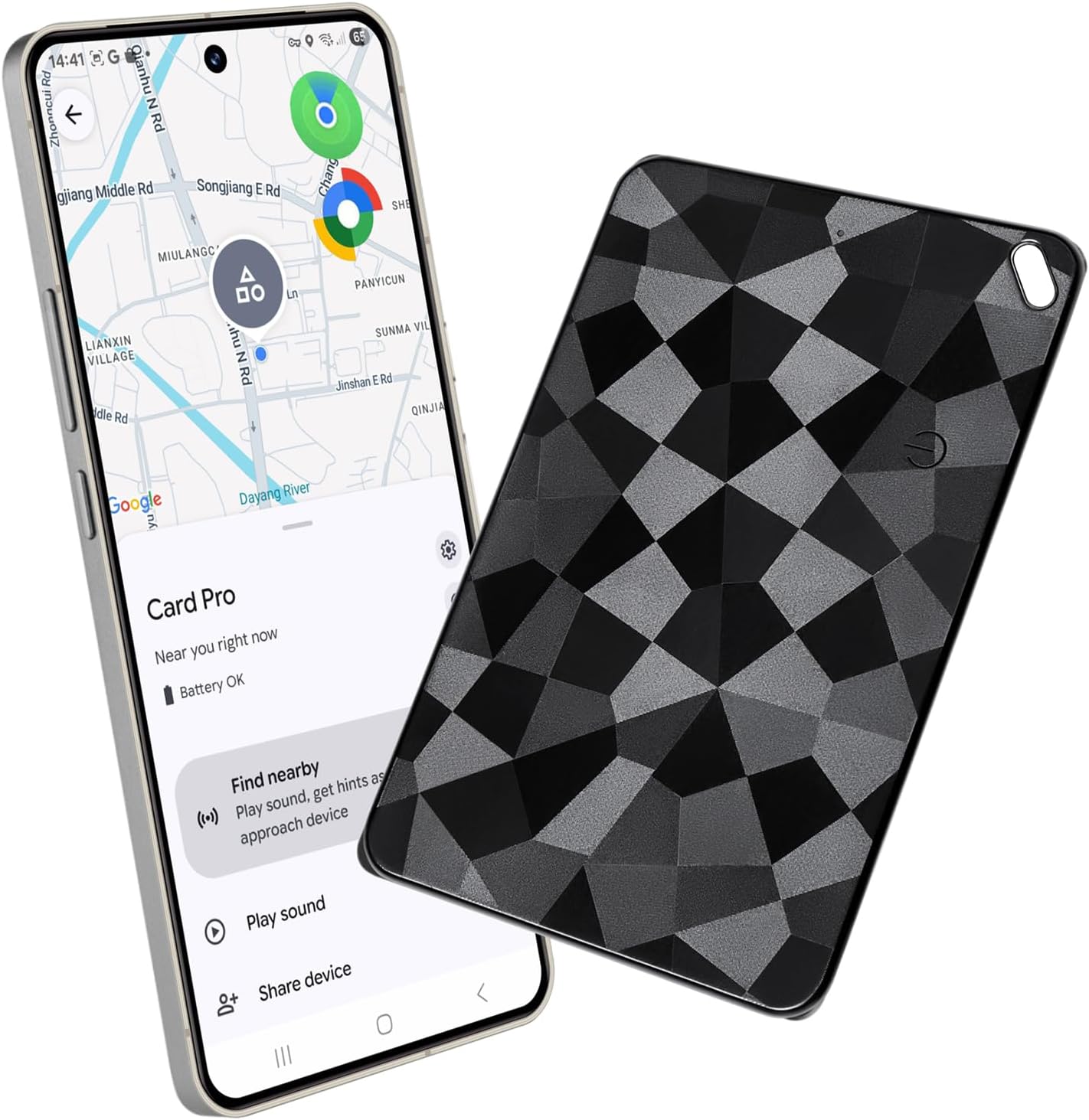 Reyke Carta di localizzazione sottile compatibile iOS Find My e Google Find Hub (1 Pack)