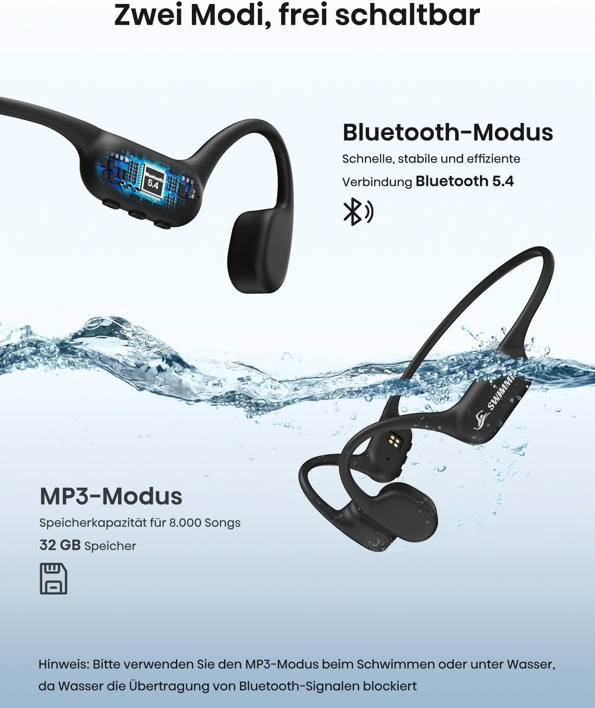 Thumbnail 2 de Guudsoud Kopfhörer Schwimmen – IP68 Open-Ear Knochenschall mit 32 GB MP3-Speicher