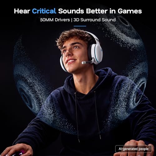 Thumbnail 2 de AOC 2.4GHz Wireless Gaming Headset for PS5/PS4/PC/Switch (White) – 45Hr Battery, 50mm Drivers, Detachable Mic