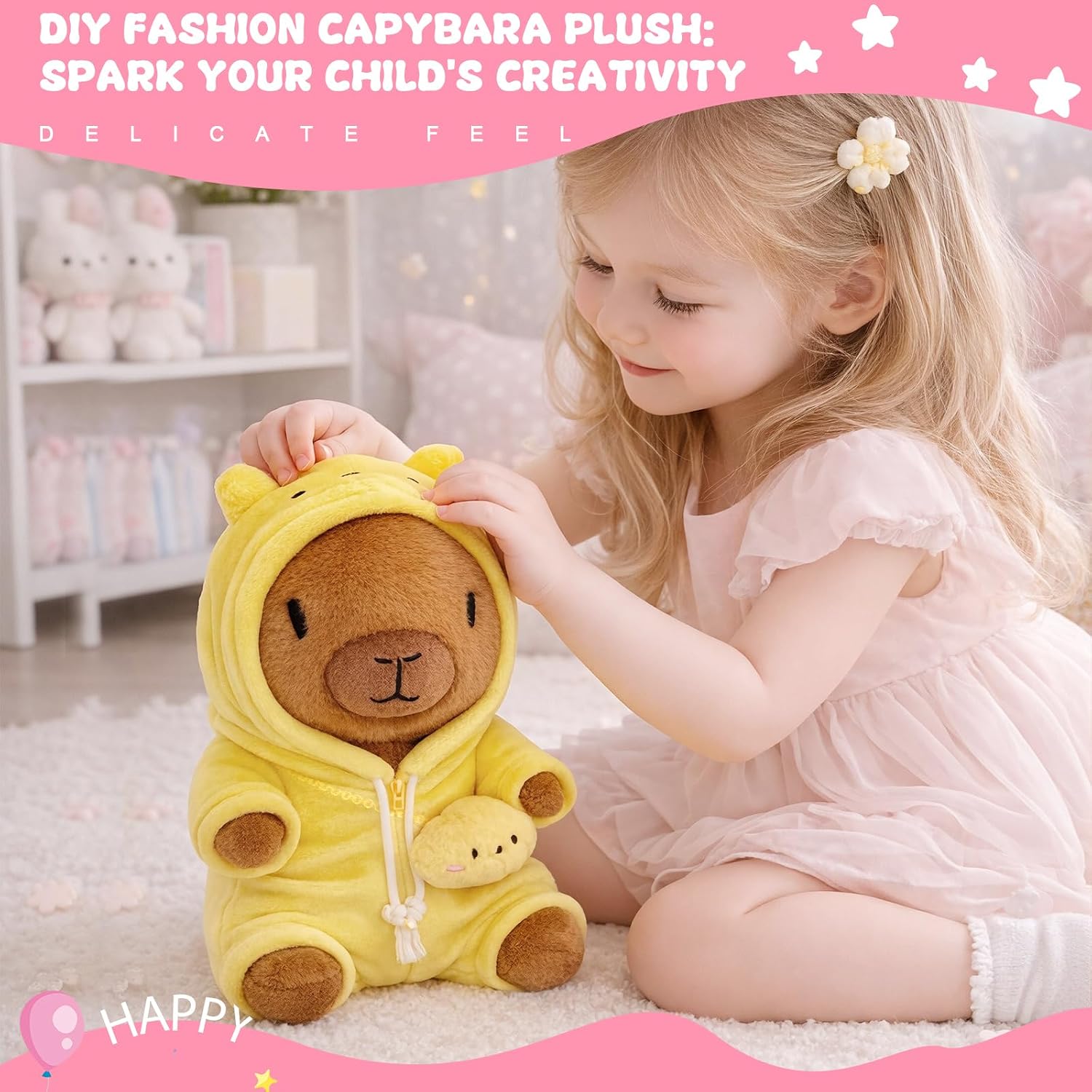 Detalle de TITQWOP 9-pc Capybara Plush Set – Adorable Dress-Up Plush for Kids