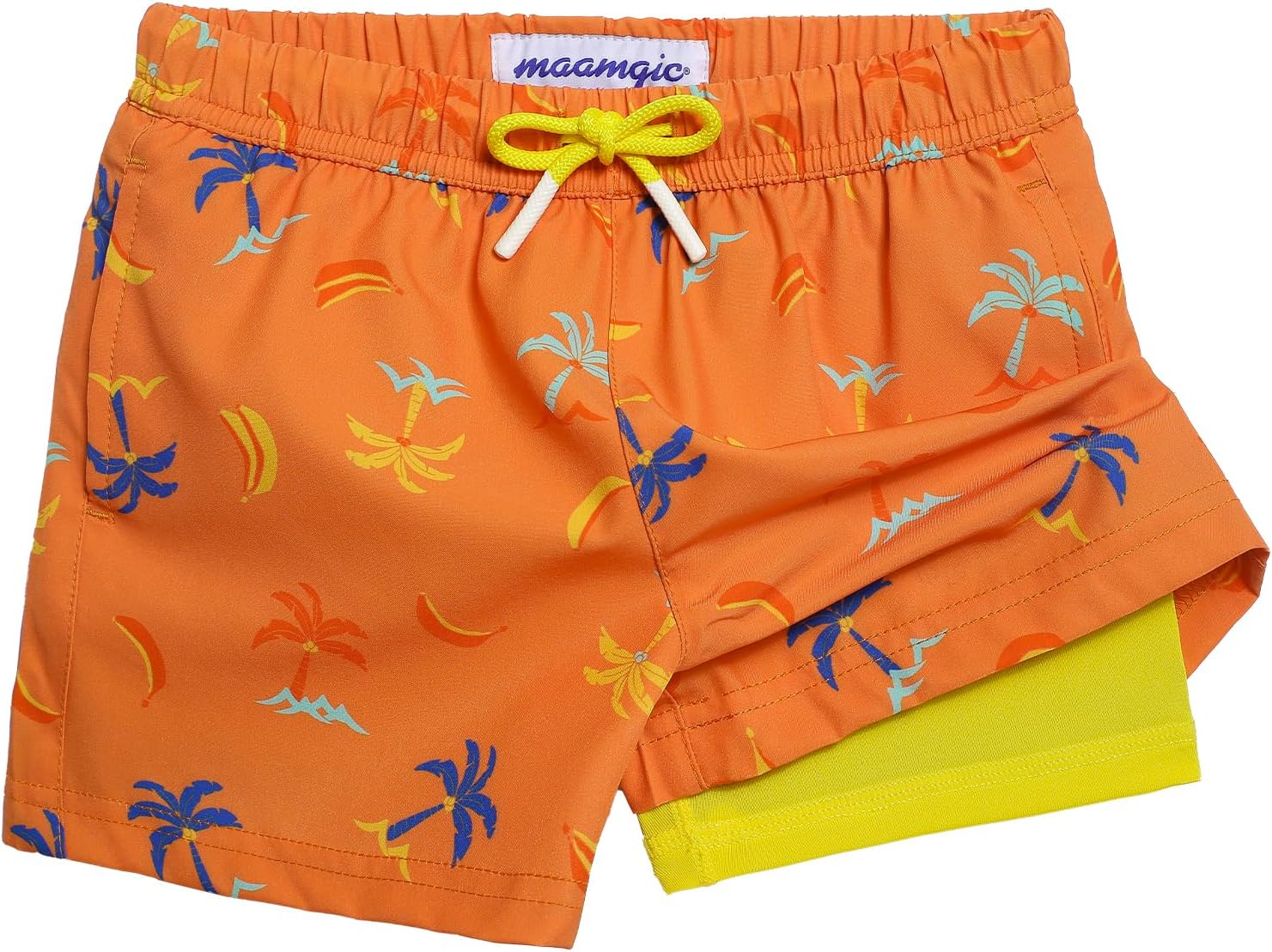 Detalle de maamgic Boys Swim Trunks with Compression Liner — 4-Way Stretch Quick-Dry Toddler Swim Shorts