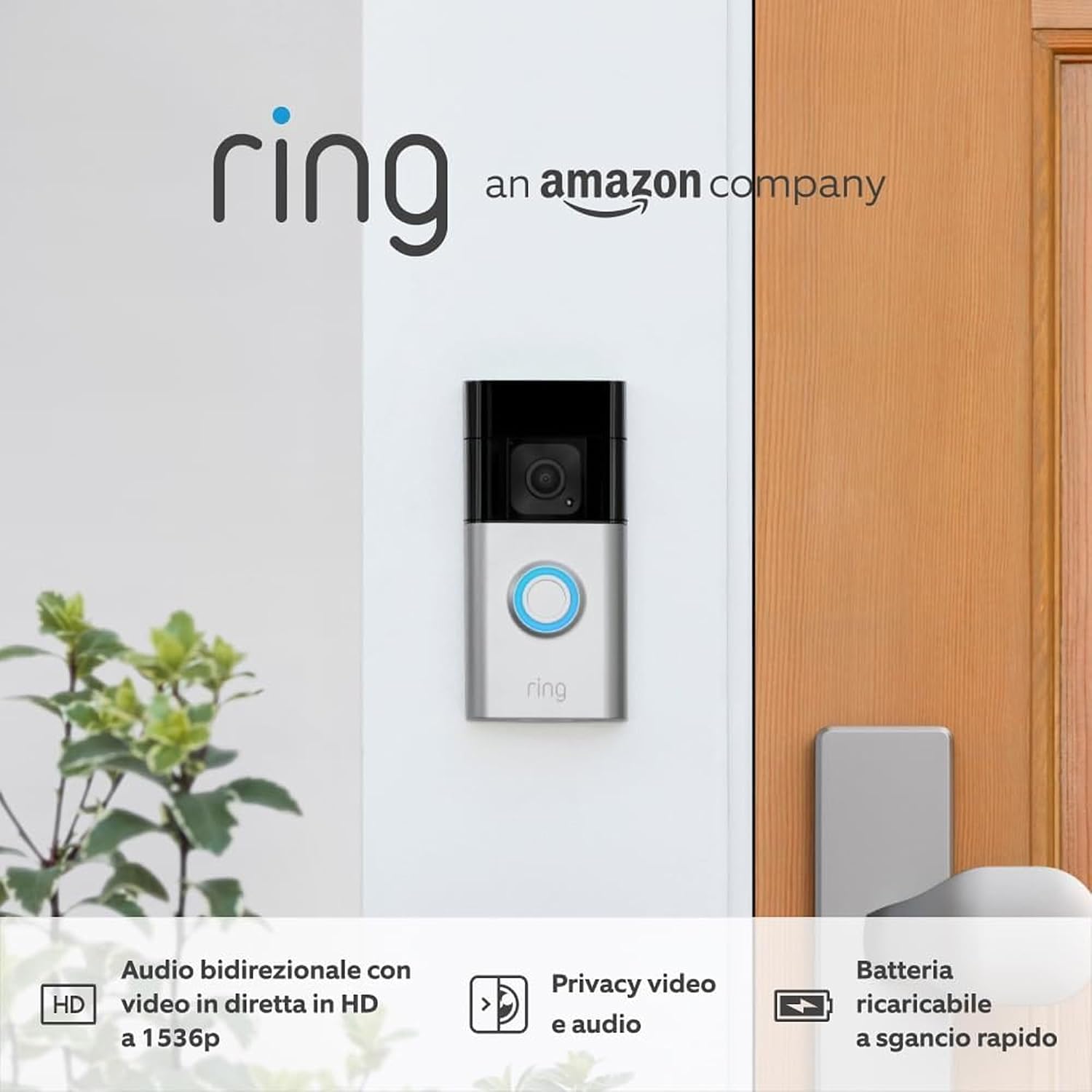 Thumbnail 1 de Ring Videocitofono Plus a batteria con Chime (3ª gen.) – campanello con telecamera HD 1536p