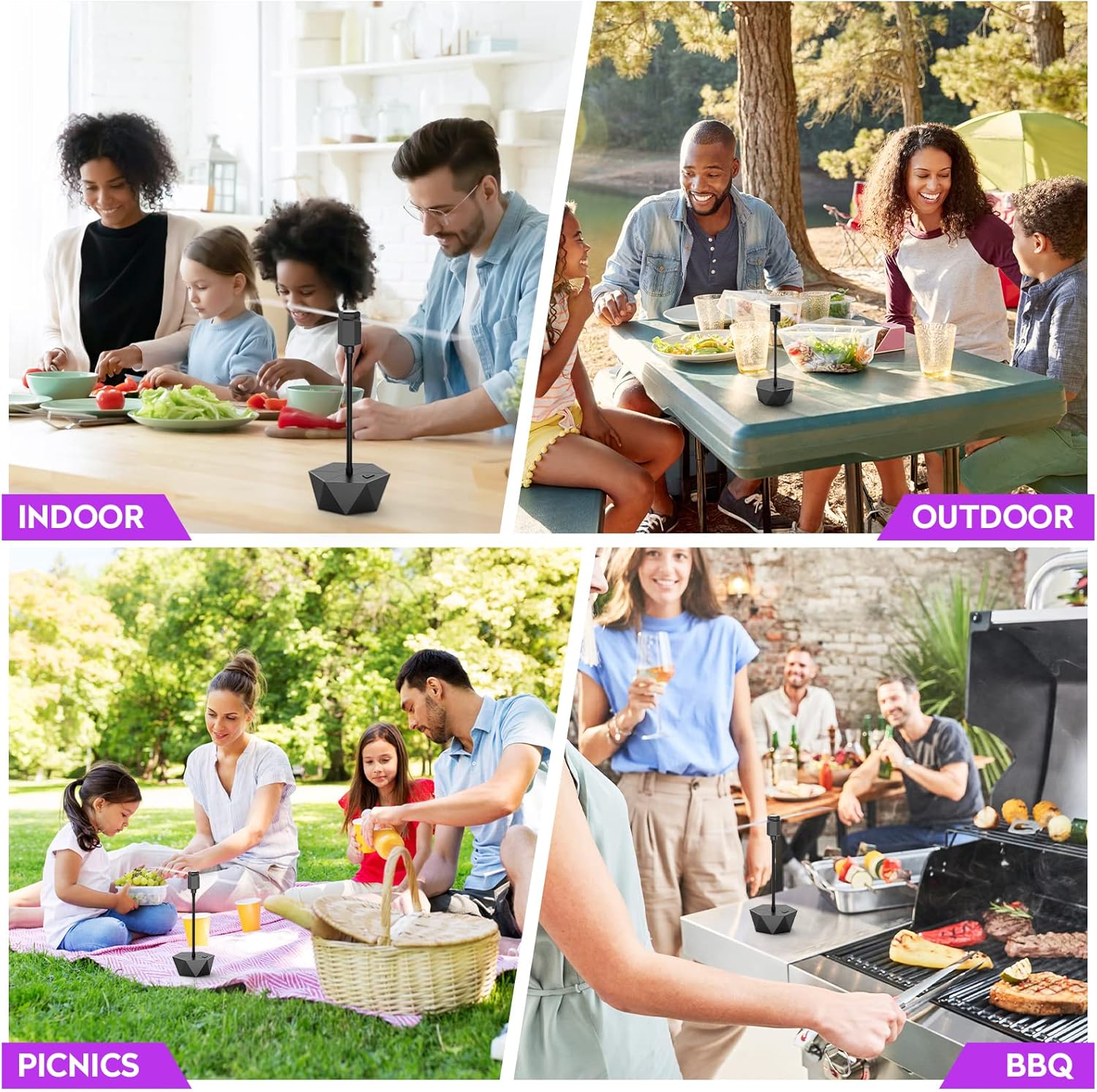 Thumbnail 6 de PIMAG Fly Fans for Tables (4-Pack, Black) — Portable, Soundless Fly Repellent Table Fans with Holographic Blades