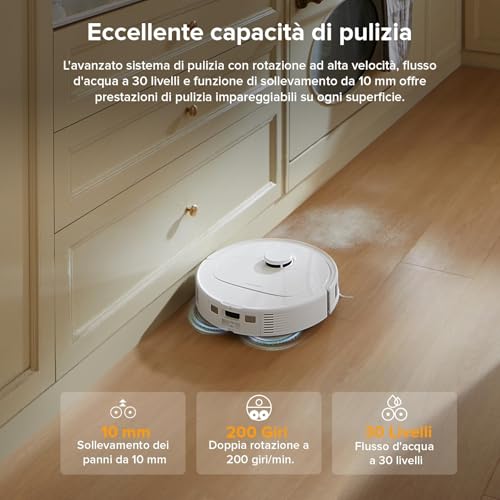 Detalle 2 de roborock QV 35A Set: robot aspirapolvere lavapavimenti antigroviglio per casa con mappa PreciSense LiDAR