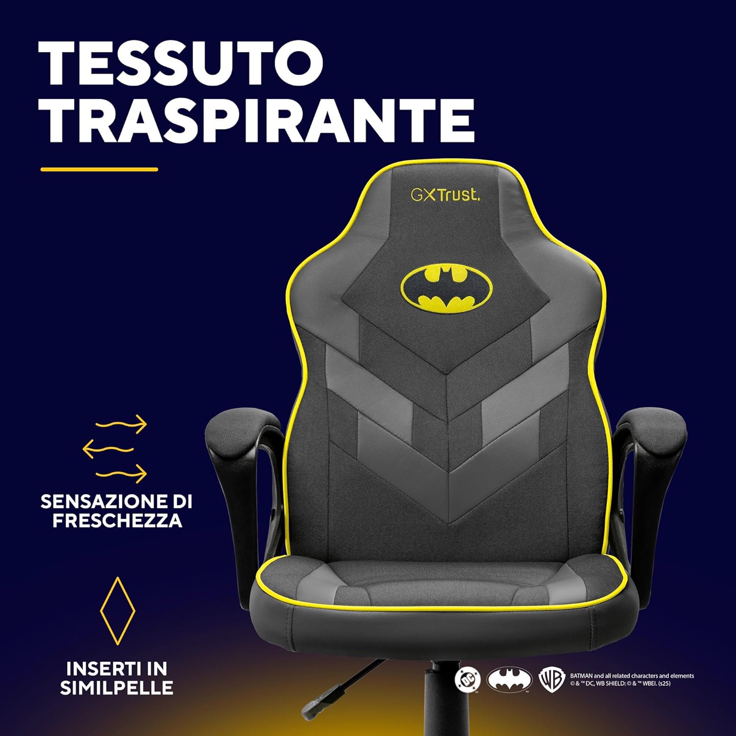 Thumbnail 4 de GXTrust Revvo 703BM sedia gaming Batman per bambini 4-12 anni, regolabile in altezza
