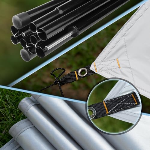 Detalle de Forceatt Zeltplane 3,7 × 4,3 m – Ultraleichtes Tarp mit 8 Umreifungspunkten, Anti-UV & Wasserdicht