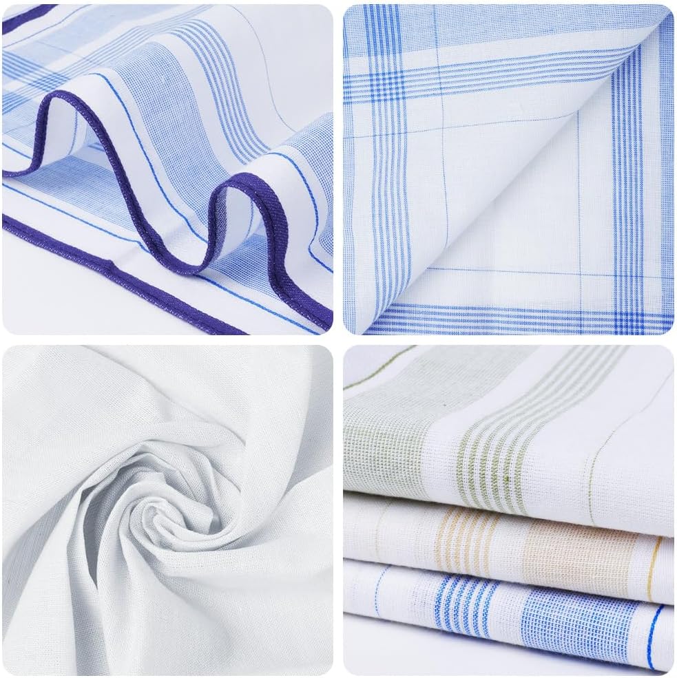 Thumbnail 4 de Aomig Fazzoletti Uomo 12 Pezzi Grandi in Cotone – Plaid Classico, 40x40 cm