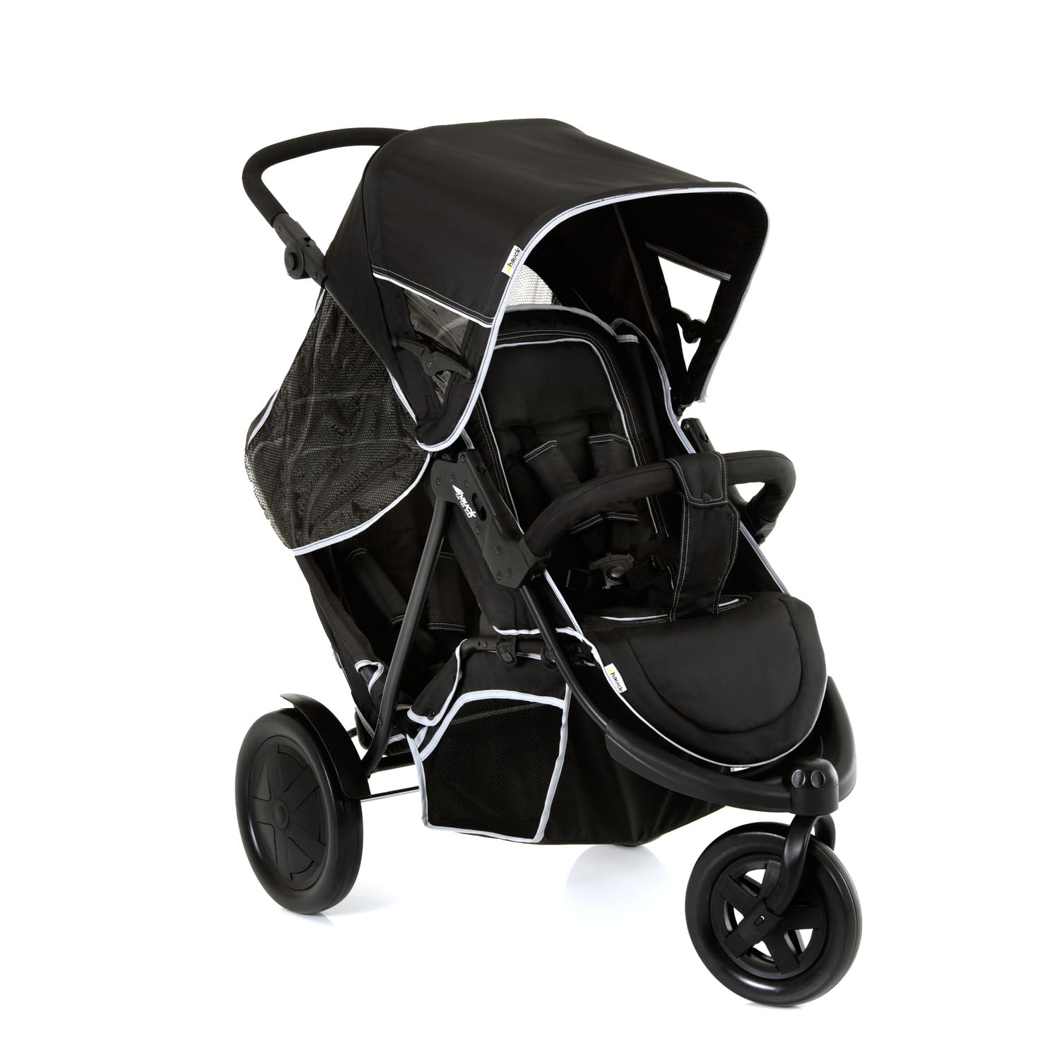 hauck Dreirad Geschwisterbuggy Freerider Black –-zweifach flexibel für Baby ab Geburt und Kleinkind bis ca. 3 Jahre