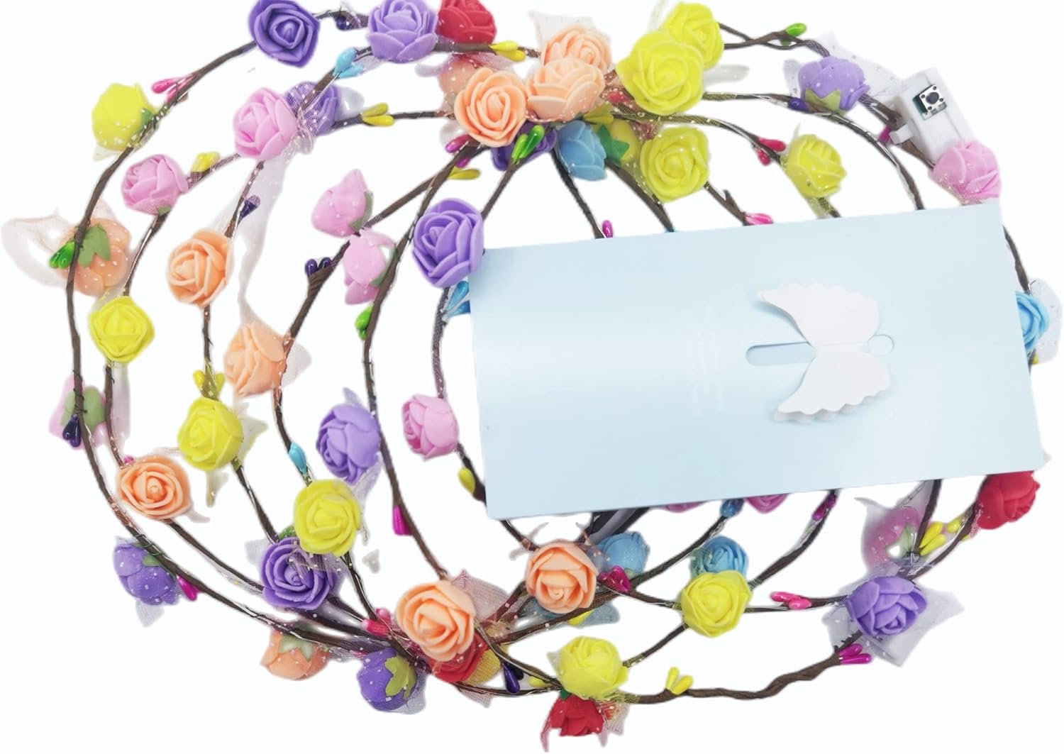 Detalle de WHSCwp LED Flower Crown Headband (6-Pack) – Lighted Floral Garland for Parties