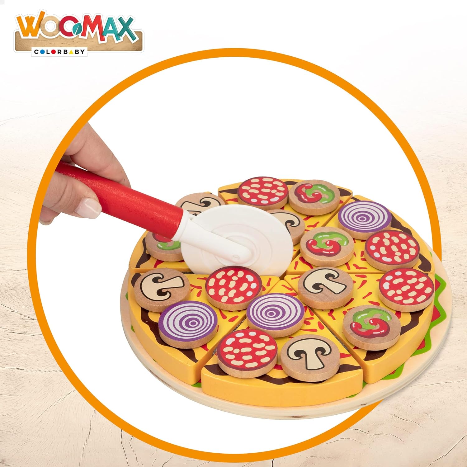 Detalle 2 de WOOMAX Set pizza legno autoadesivo 27 pezzi