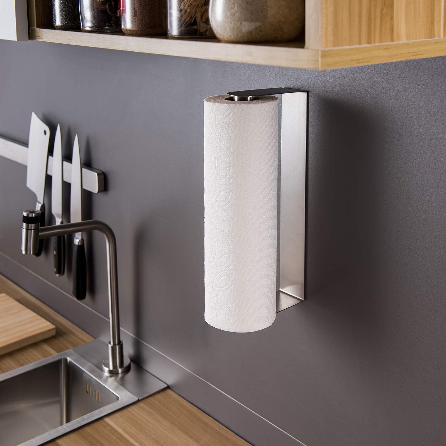 Thumbnail 2 de ZUNTO Under-Cabinet Paper Towel Holder (Self-Adhesive, No Drilling) — SUS304 Stainless Steel