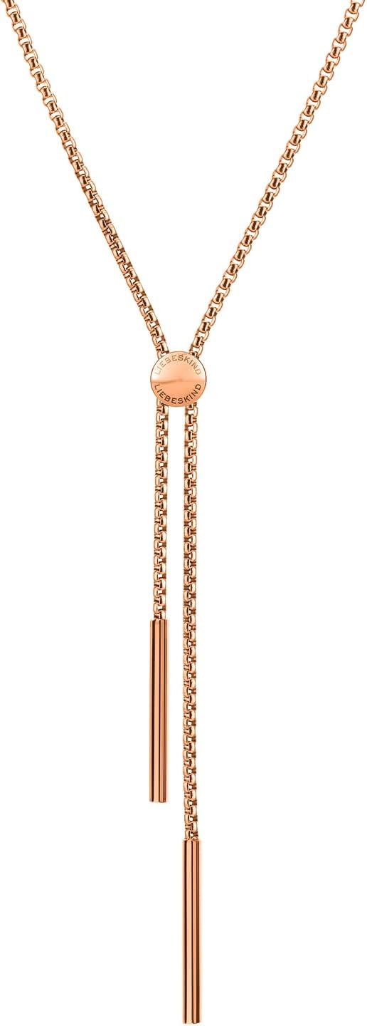 Detalle de LIEBESKIND BERLIN Damen Schmuck – Verstellbare Y-Halskette aus rosévergoldetem Edelstahl mit passenden Ohrringen
