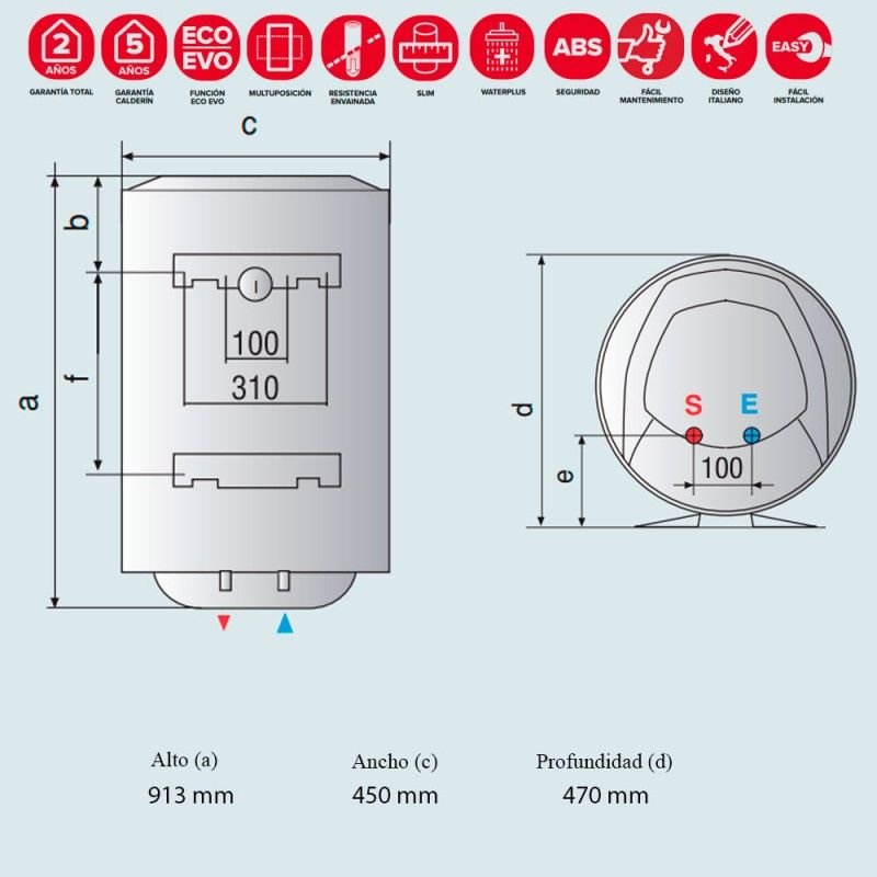 Detalle 2 de Ariston PRO1 Eco Dry Multis 100L B