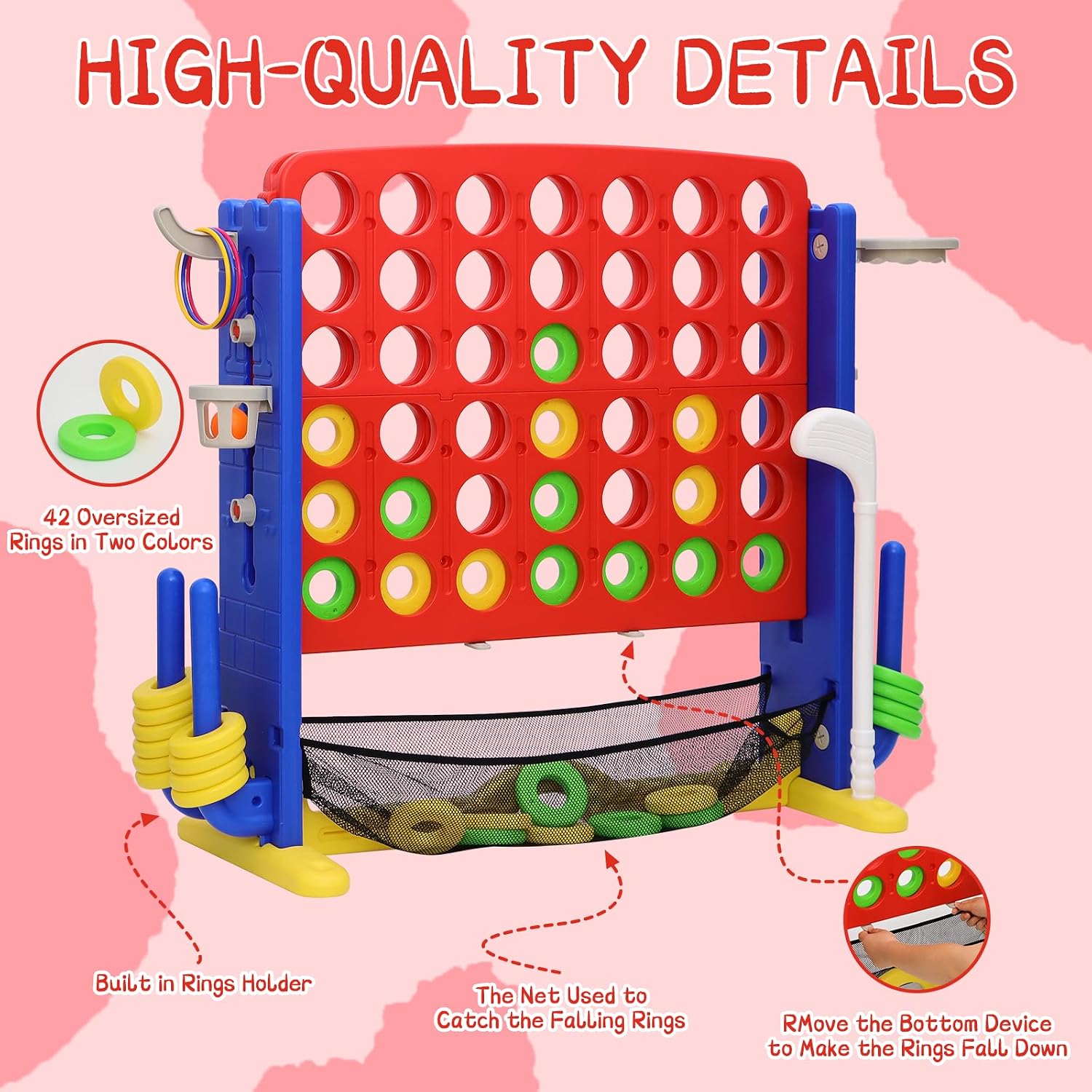 Detalle 2 de HAPPYMATY Giant 4 in A Row Game set