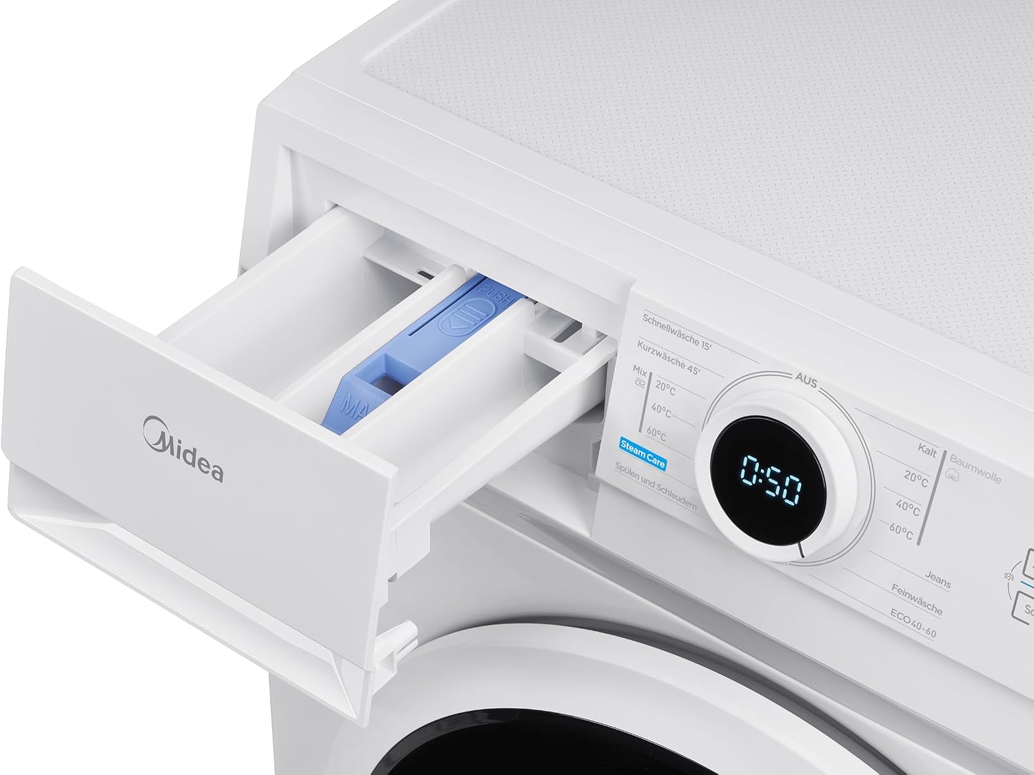 Detalle de Midea MF10EW80BA10 – 8 kg Waschmaschine, Energieklasse A-10%, 1400 U/min, Weiß
