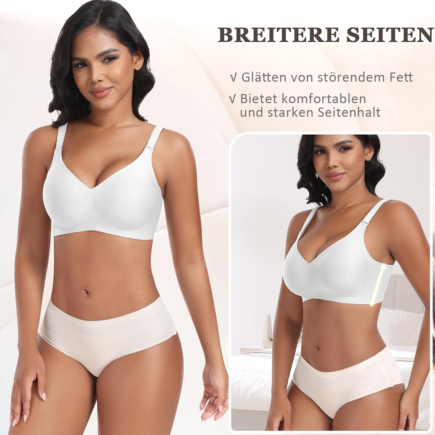 Thumbnail 3 de Jiuday BH ohne Bügel mit Push-Up & V-Ausschnitt (nahtlos, gepolstert, herausnehmbar) für Damen