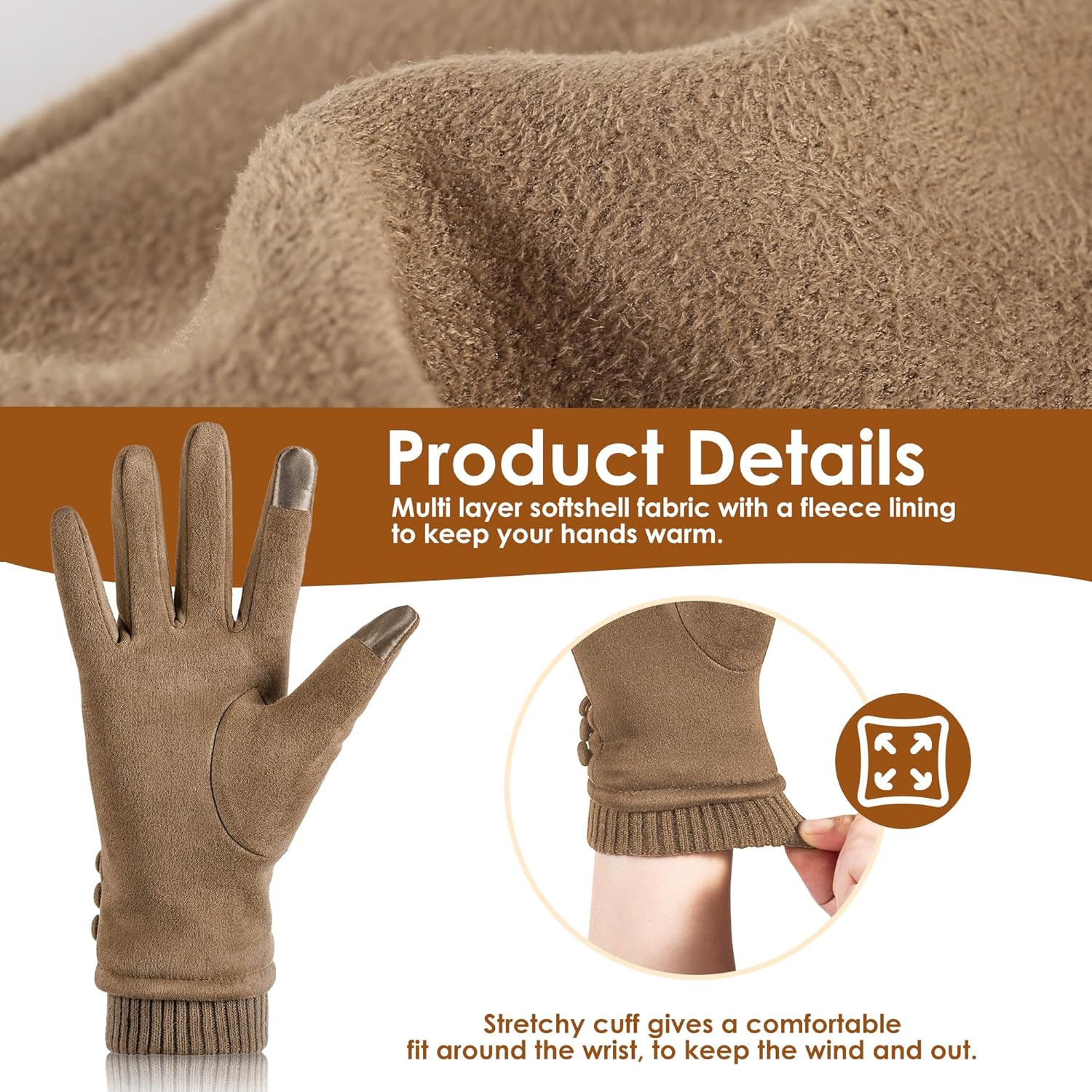 Detalle 2 de Dsane Women's Winter Touchscreen Texting Gloves