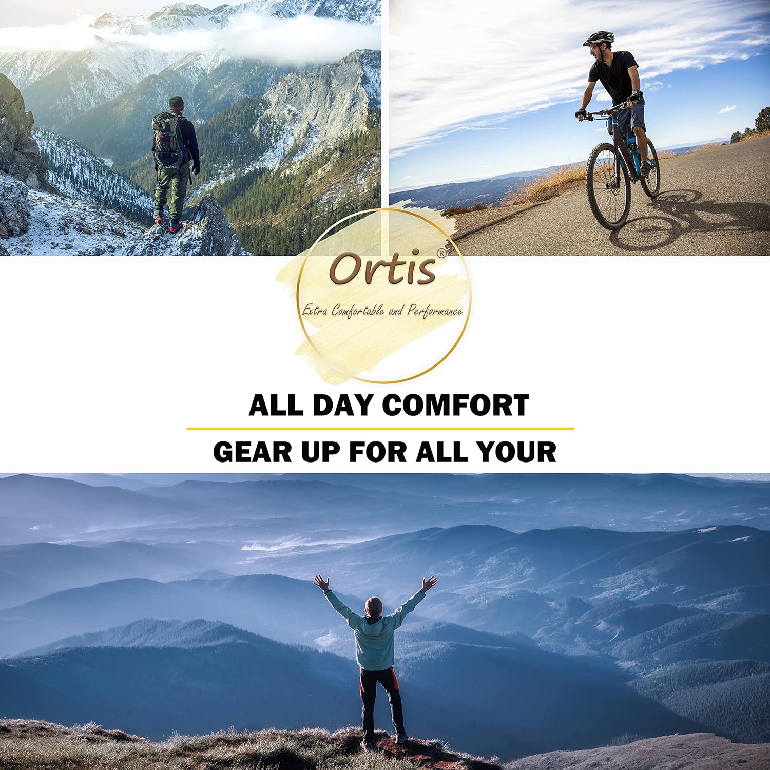 Detalle 2 de Ortis Men’s Extra-Fine Merino Wool Cushioned Crew Socks (Light Moisture Control) for Hiking & Outdoor Work