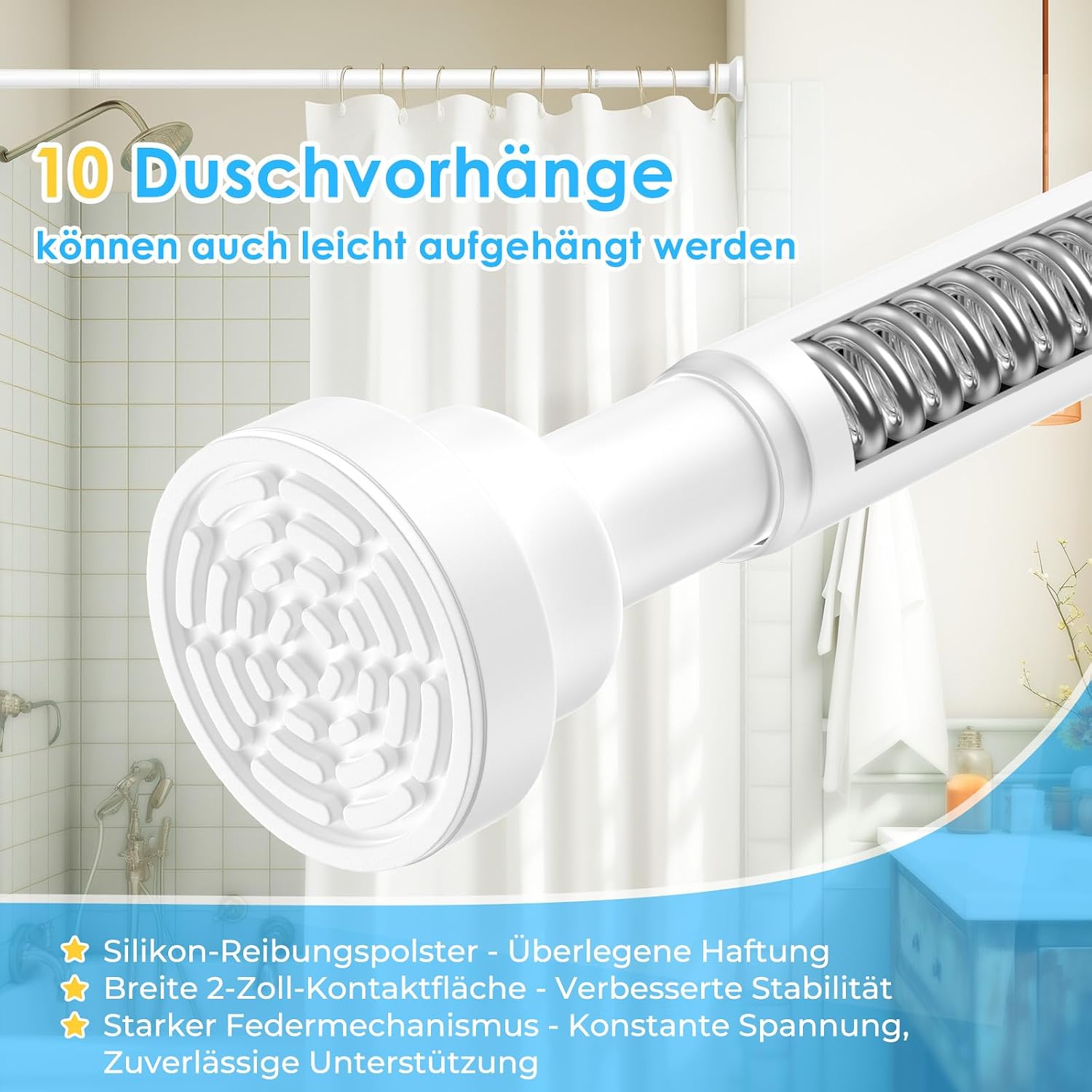 Thumbnail 2 de AIZESI Klemmstange Vorhangstange 80-195 cm