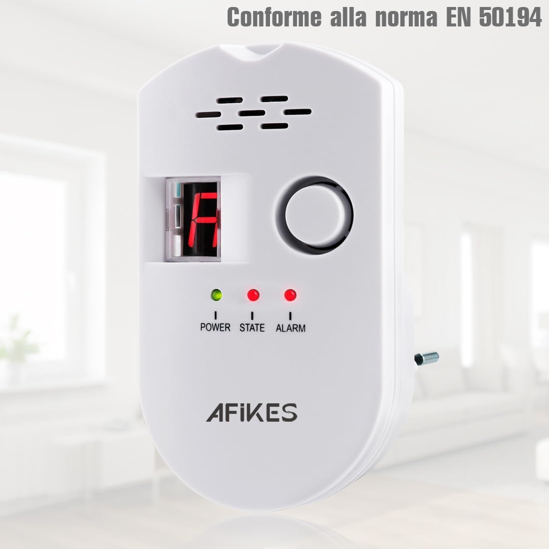 Thumbnail 6 de AFiKES Rilevatore di gas: GPL/metano con allarme acustico e display LED a LED, bianco