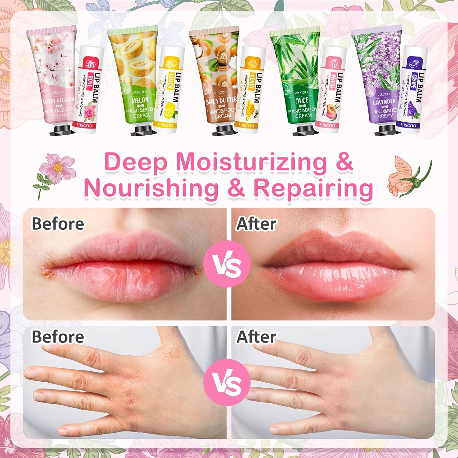 Thumbnail 3 de VISCOO 40 Sets Hand Cream and Lip Balm Bulk Gift Set