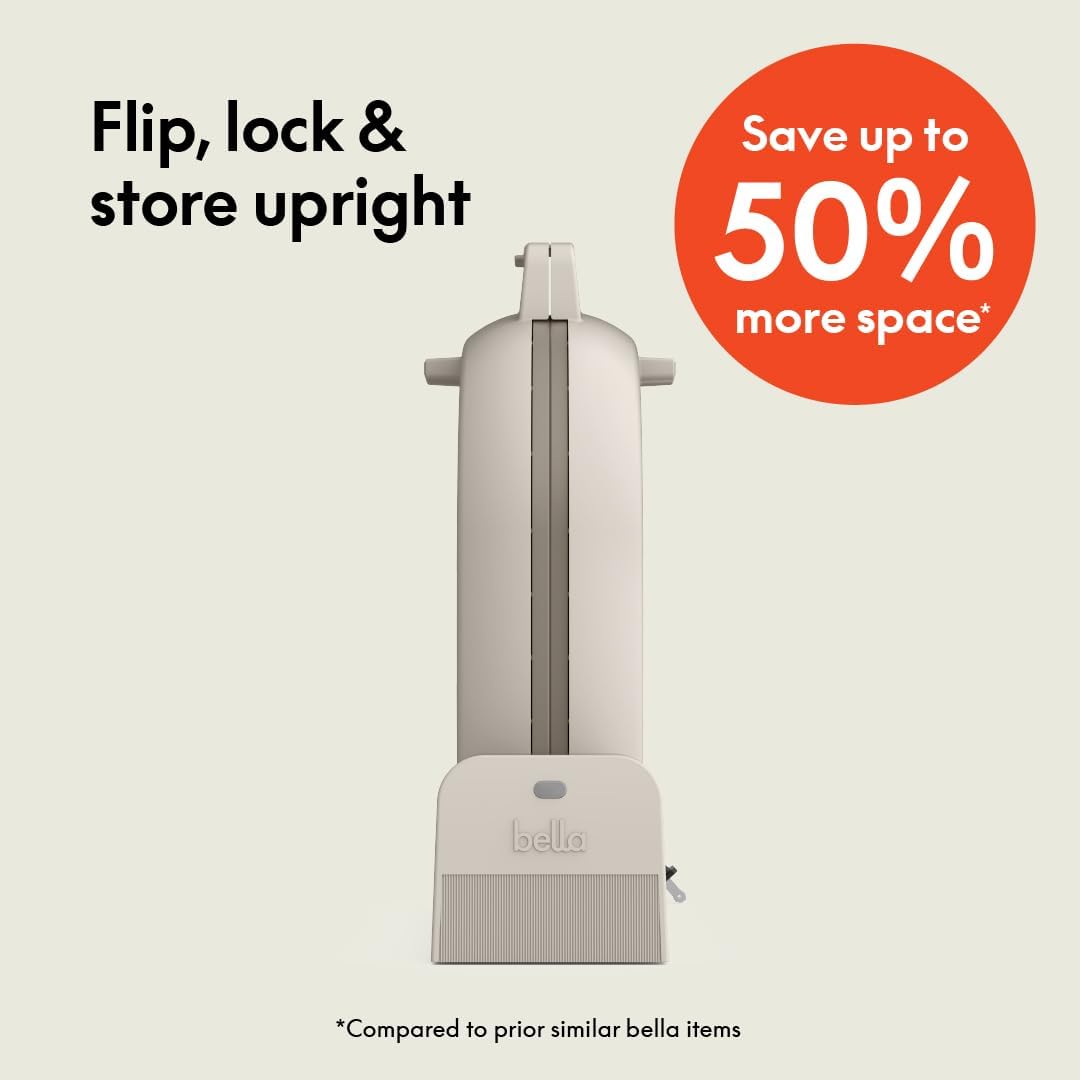 Thumbnail 1 de bella Fits-Anywhere Flip-n-Store Ceramic Belgian Waffle Maker, Oatmilk