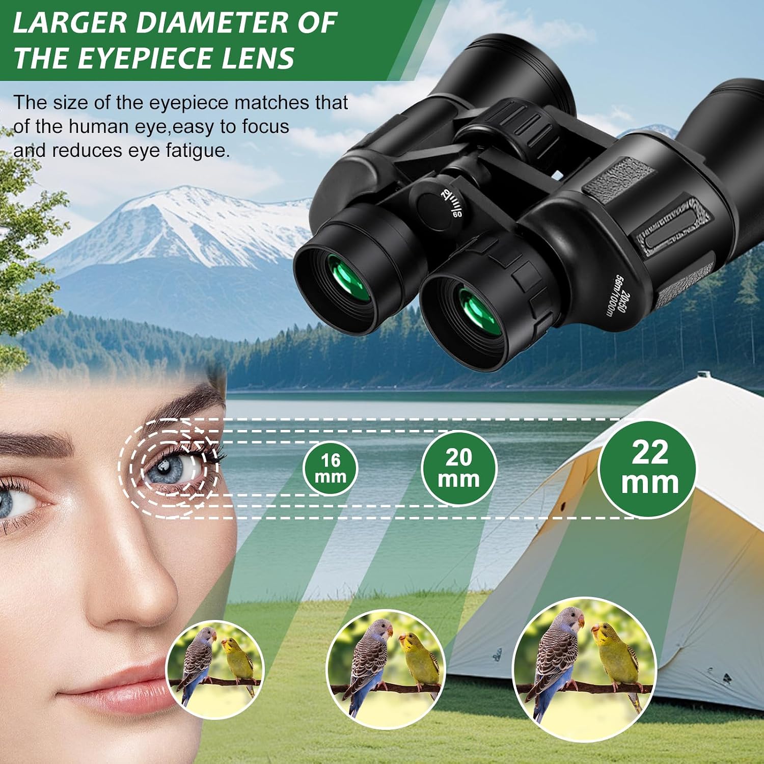 Detalle de Lupxiu 20x50 High Power Binoculars for Adults with Waterproof Design, BAK4 Prisms & FMC Lens