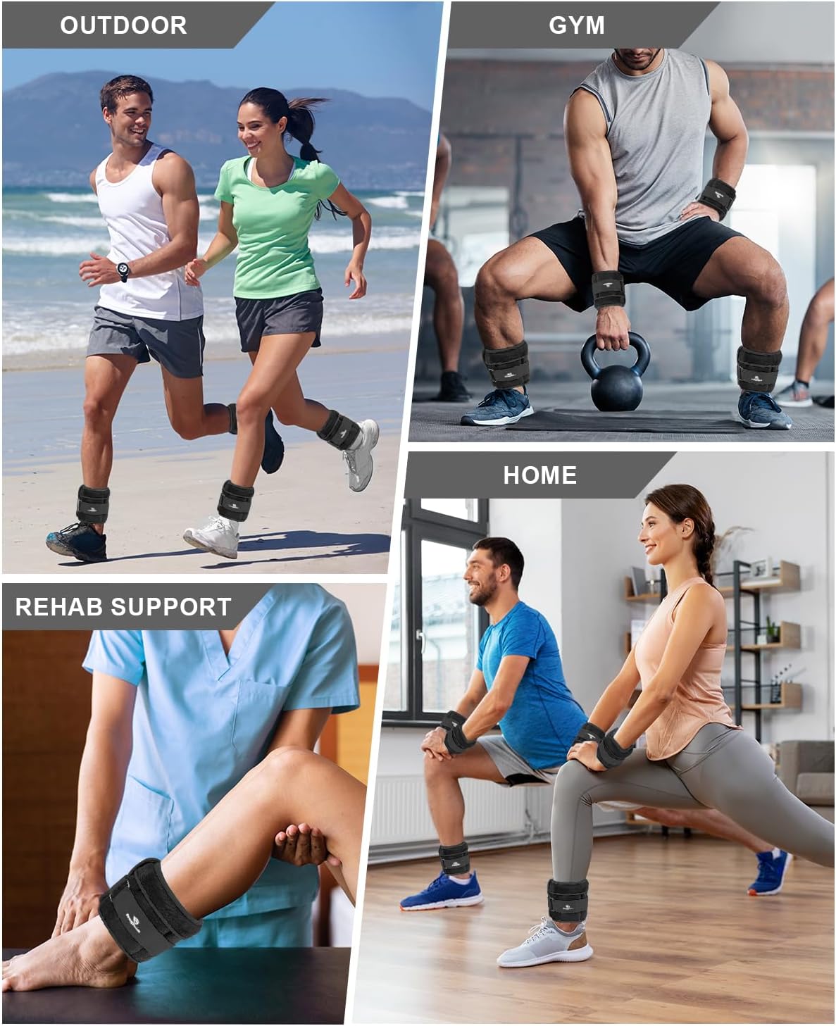 Detalle de Fragraim Adjustable Ankle Weights (Pair) with Removable Weight, 1–20 lb Options