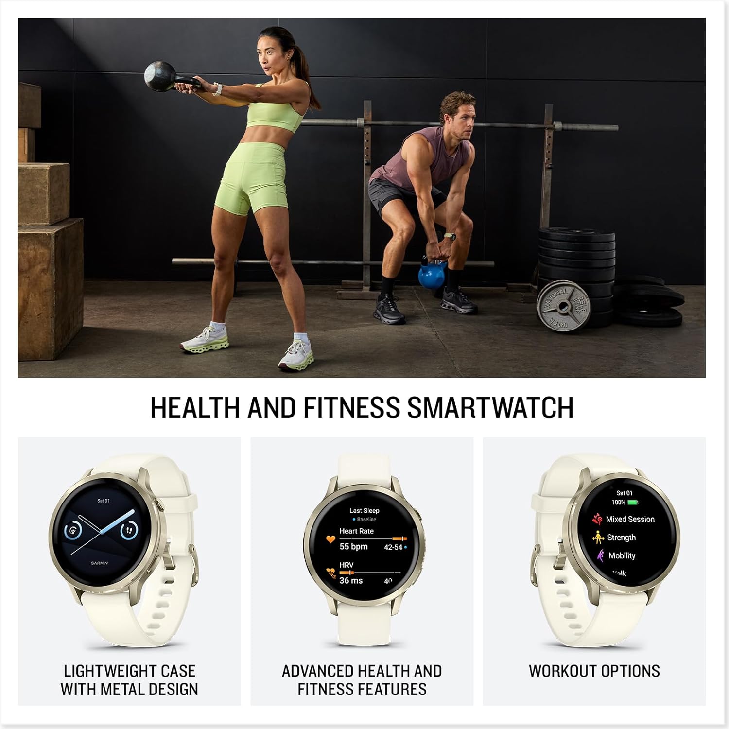Thumbnail 1 de Garmin Venu 4 (41mm) GPS Smartwatch with AMOLED Display and Health Focus