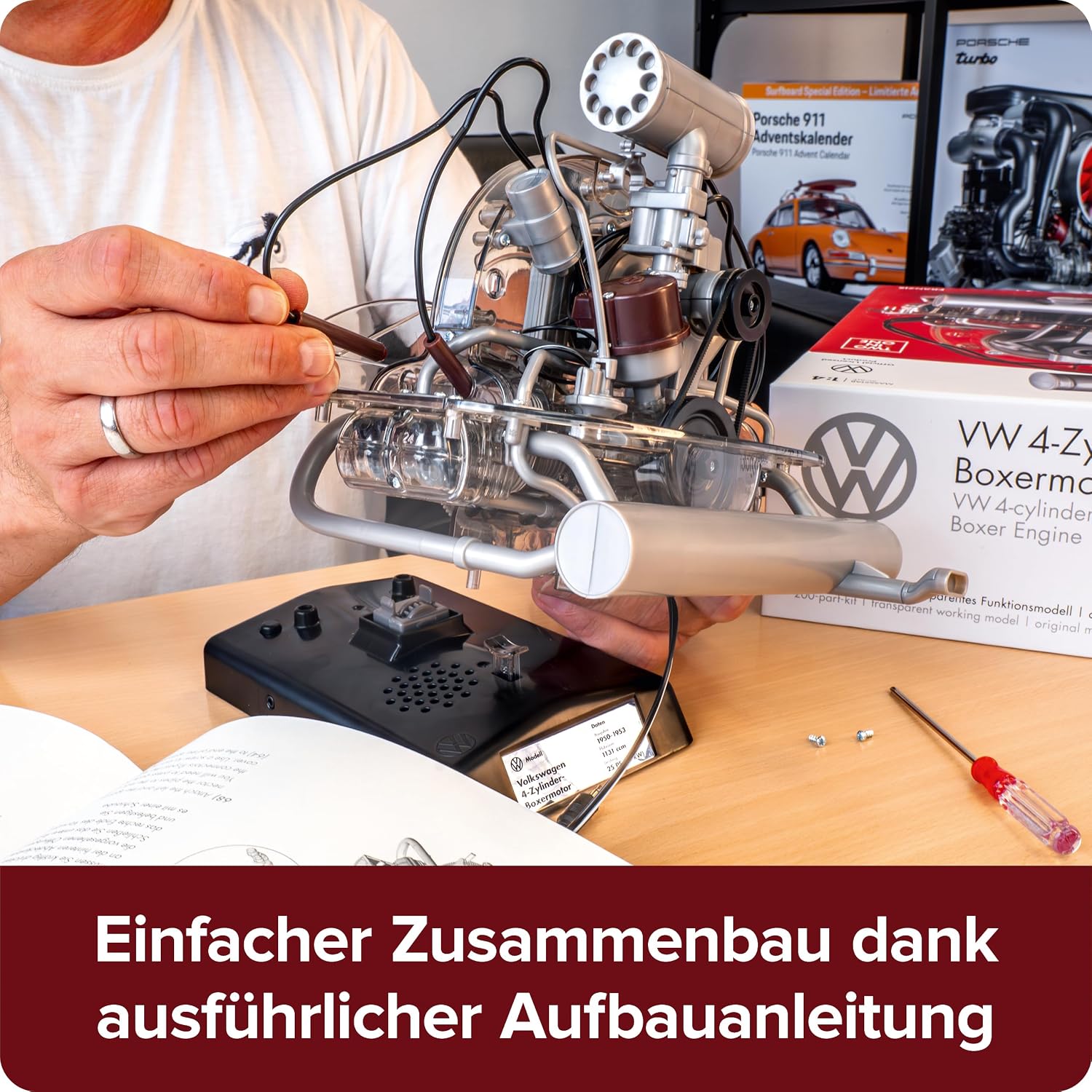 Thumbnail 6 de FRANZIS 67308 Volkswagen VW 4-Zylinder Boxermotor 1:4 – Transparentes Funktionsmodell mit Soundmodul