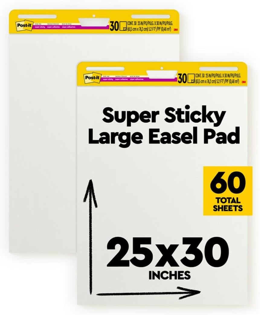 Detalle de Post-it Super Sticky Easel Pad, 25 x 30 in, White Lined, 4 Pack by Post-it