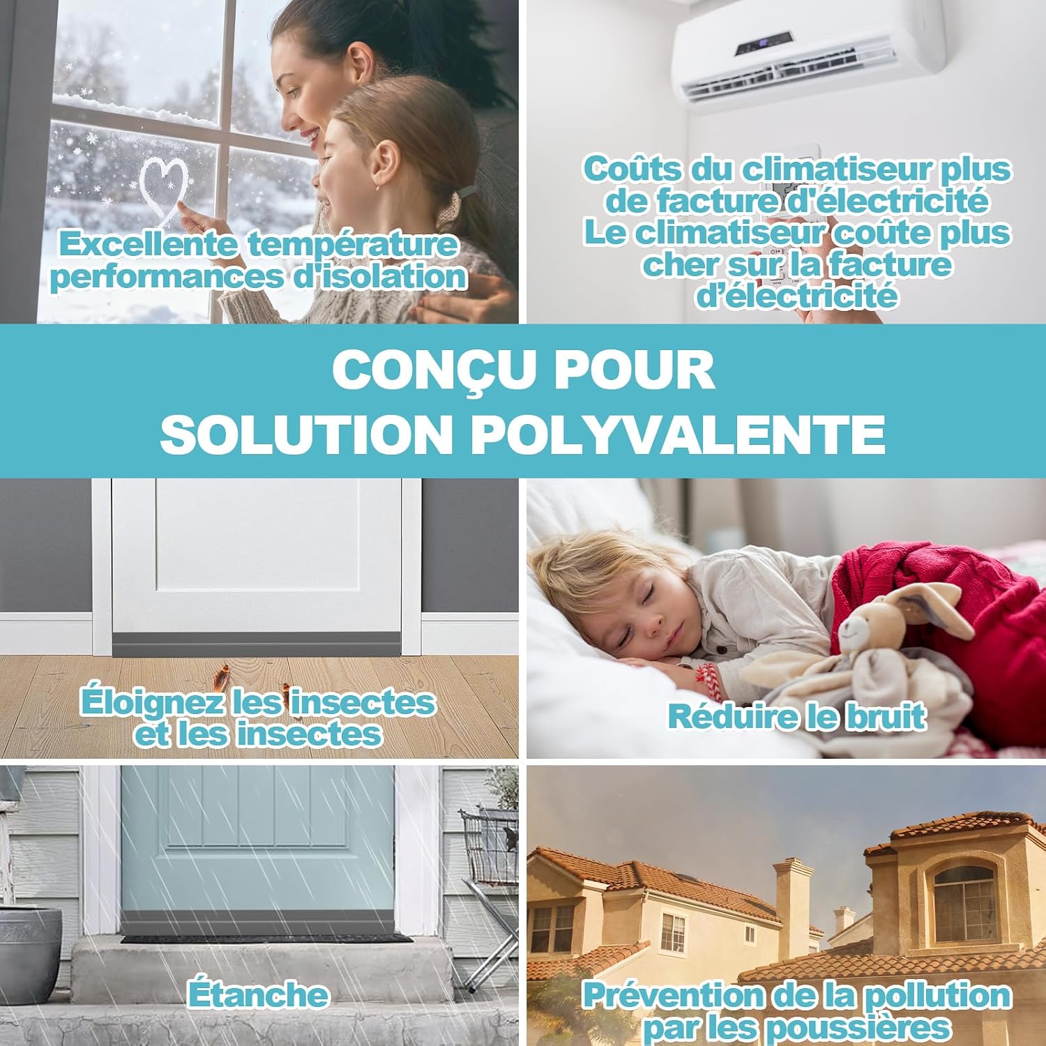 Detalle de Beoguy Bas de porte anti-courant d’air et étanchéité (gris, 1M) – joint isolant et anti-bruit