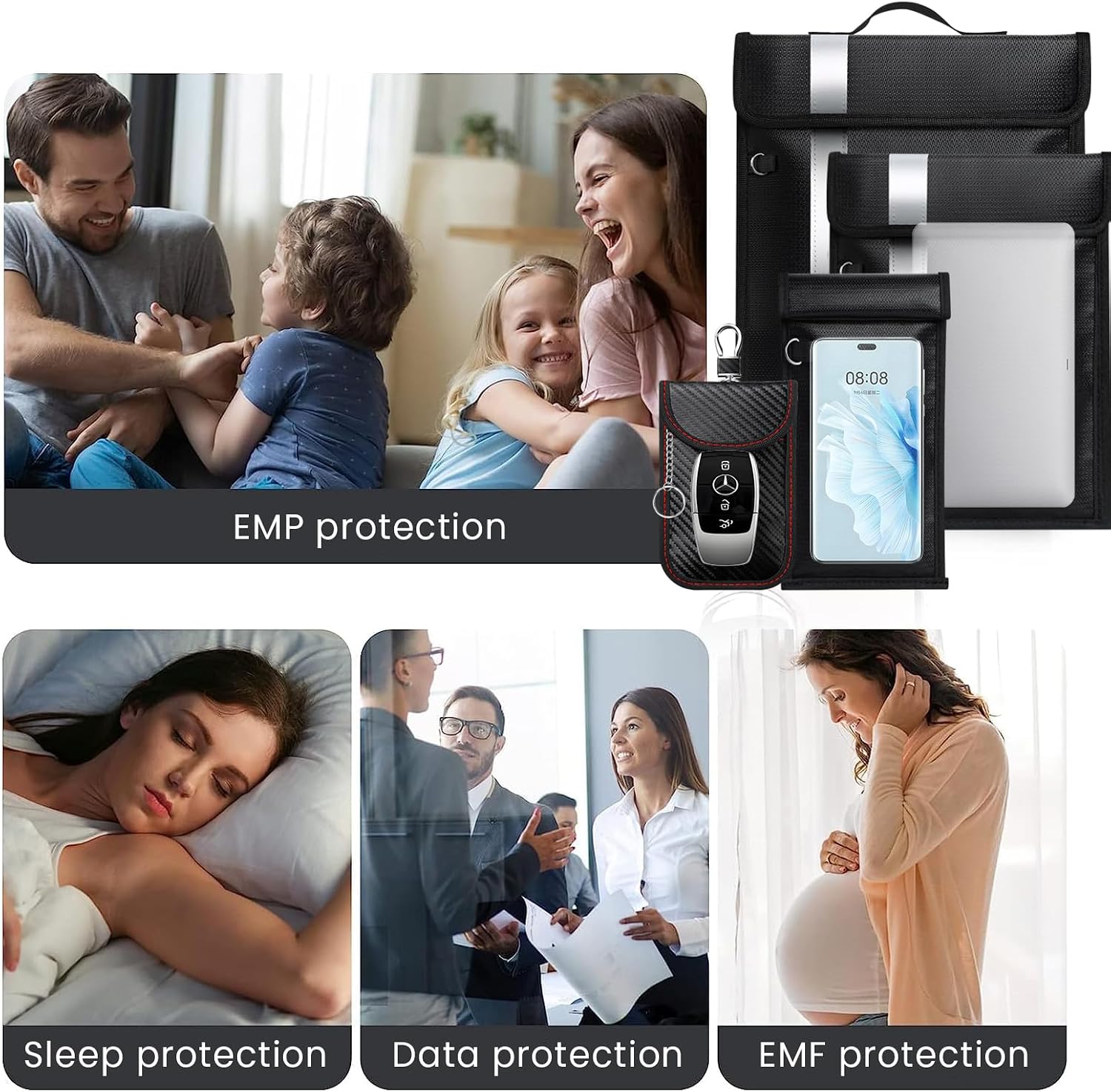 Detalle de Faraday Bags EMP Proof – 5-Pack Ultra-Portable Shielded Bags for Phones, Tablets, Laptops, and Car Keys