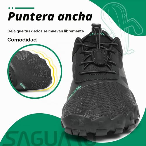 Thumbnail 3 de SAGUARO Zapatillas barefoot minimalistas, ligeras y flexibles, negras, talla 44