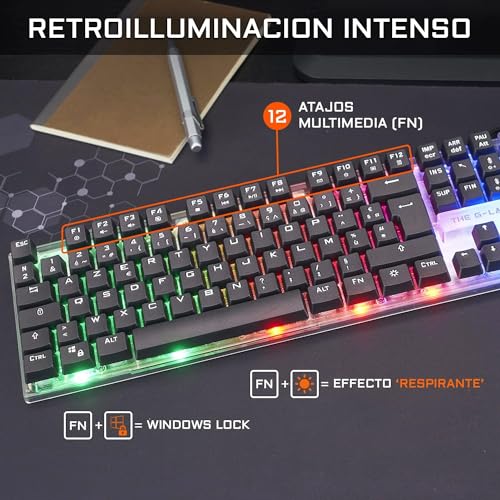 Thumbnail 2 de The G-Lab Combo Yttrium 3 en 1: teclado gaming QWERTY retroiluminado (105 teclas) y ratón 2600 dpi con alfombrilla