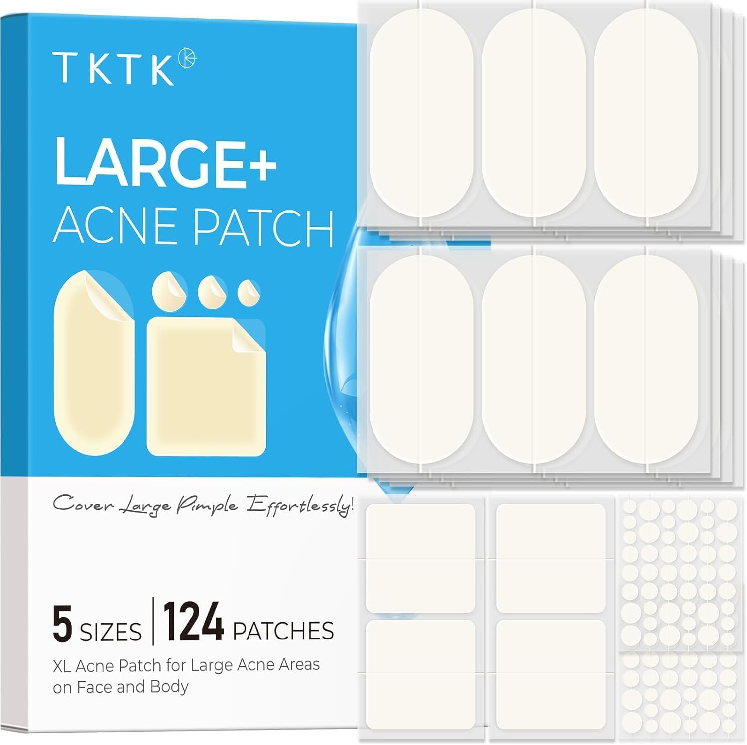 TKTK XL hydrocolloid acne patches 124 count