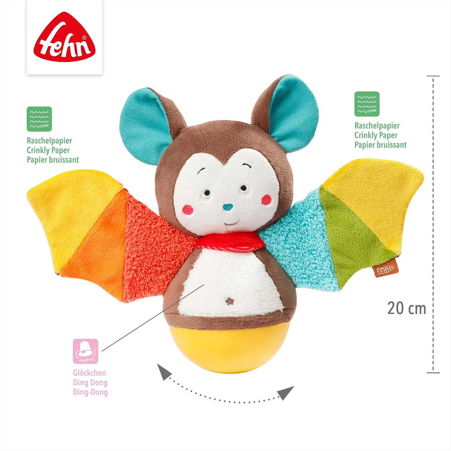 Thumbnail 4 de Fehn Stehaufmännchen Fledermaus Motorikspielzeug 0+