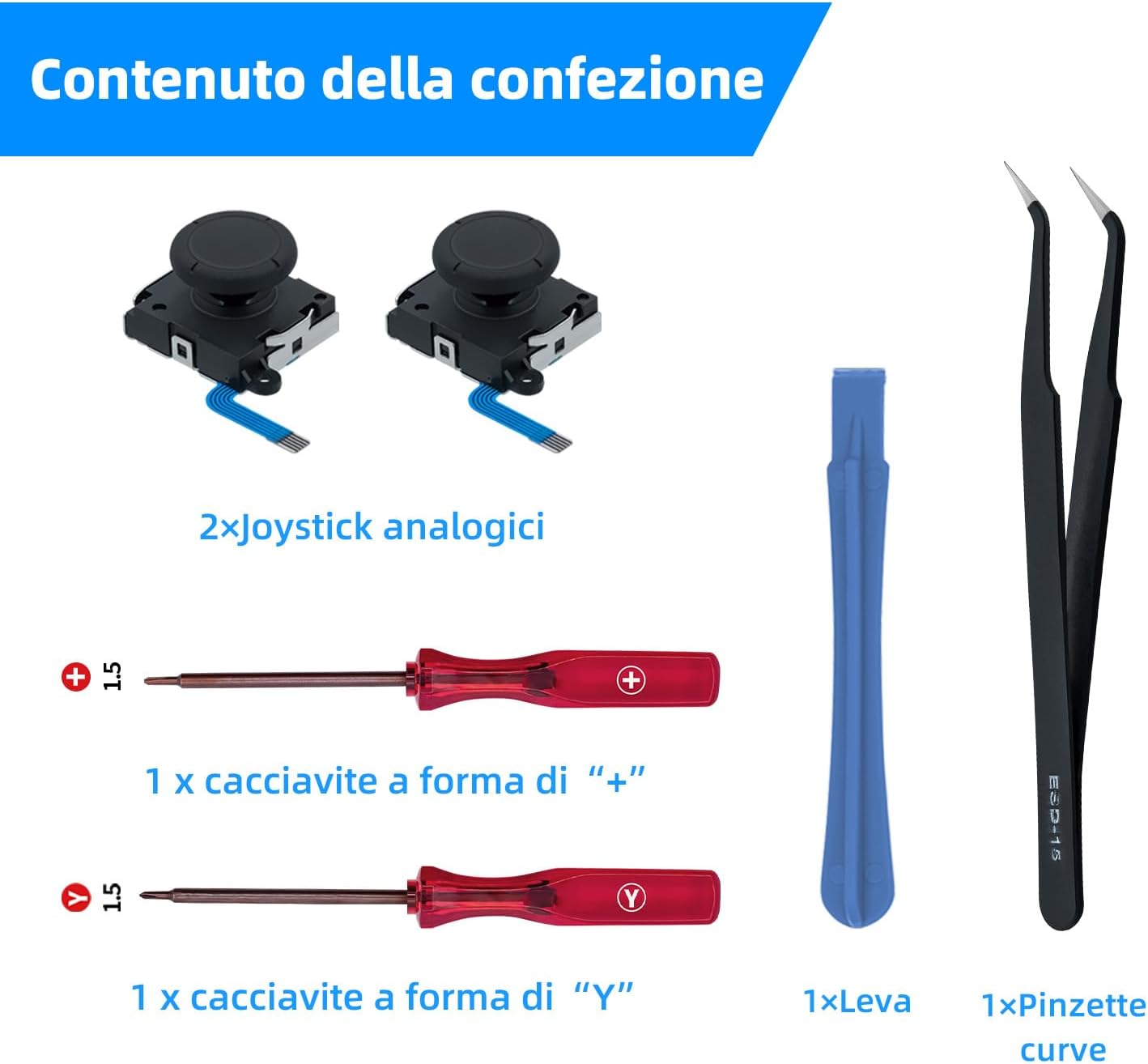 Detalle de Tolesum kit di riparazione joystick analogico 3D per Joy-Con NS Switch/Switch OLED e Switch Lite (kit nero)