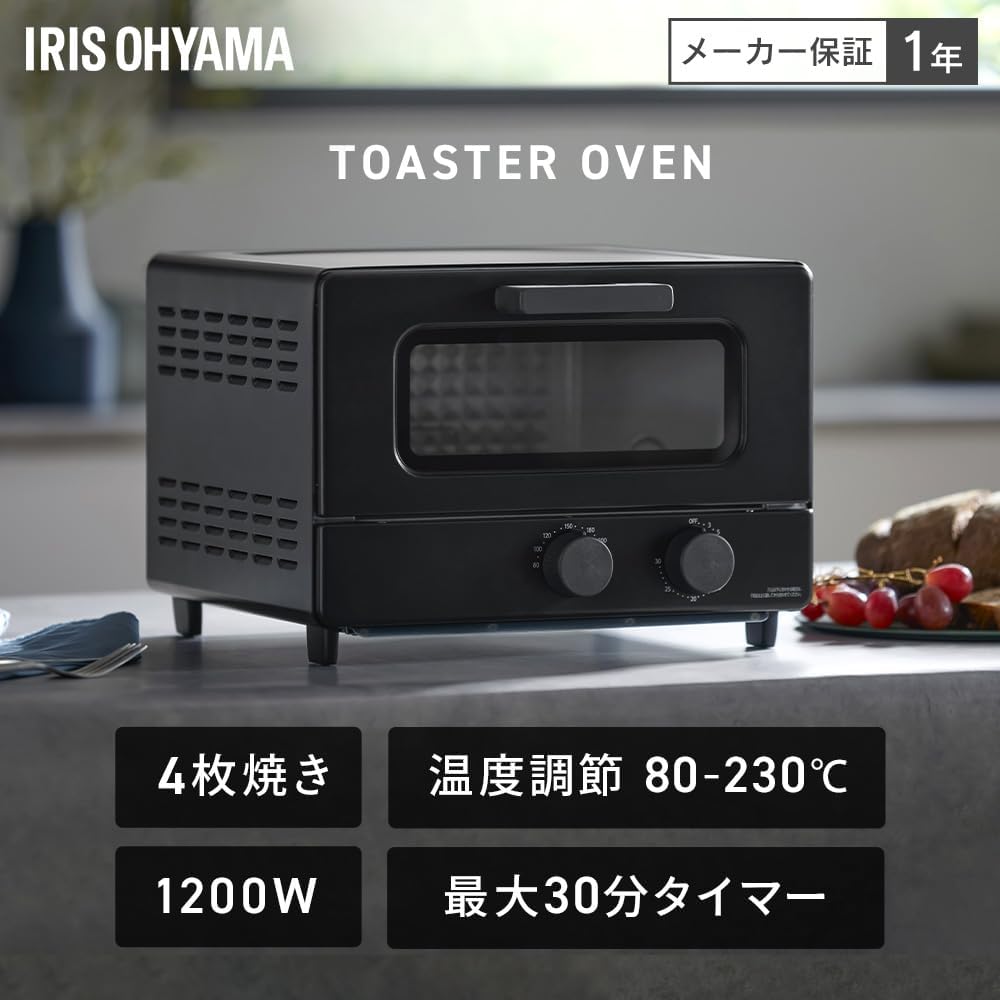 Thumbnail 1 de アイリスオーヤマ EOT-401AZ-B オーブントースター 4枚焼き・1200W・無段階温度調節