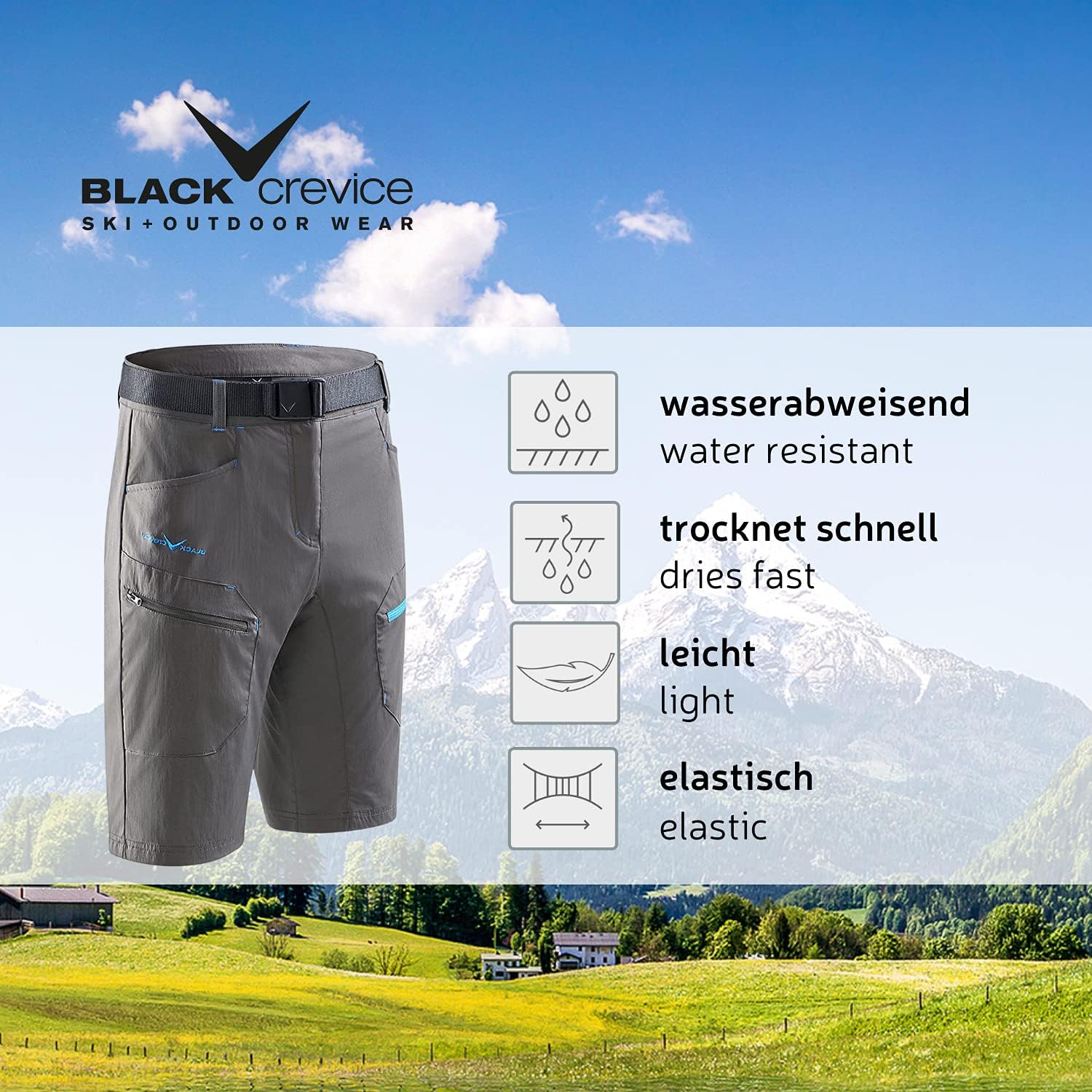 Thumbnail 1 de Black Crevice Pantaloncini da Trekking da Uomo
