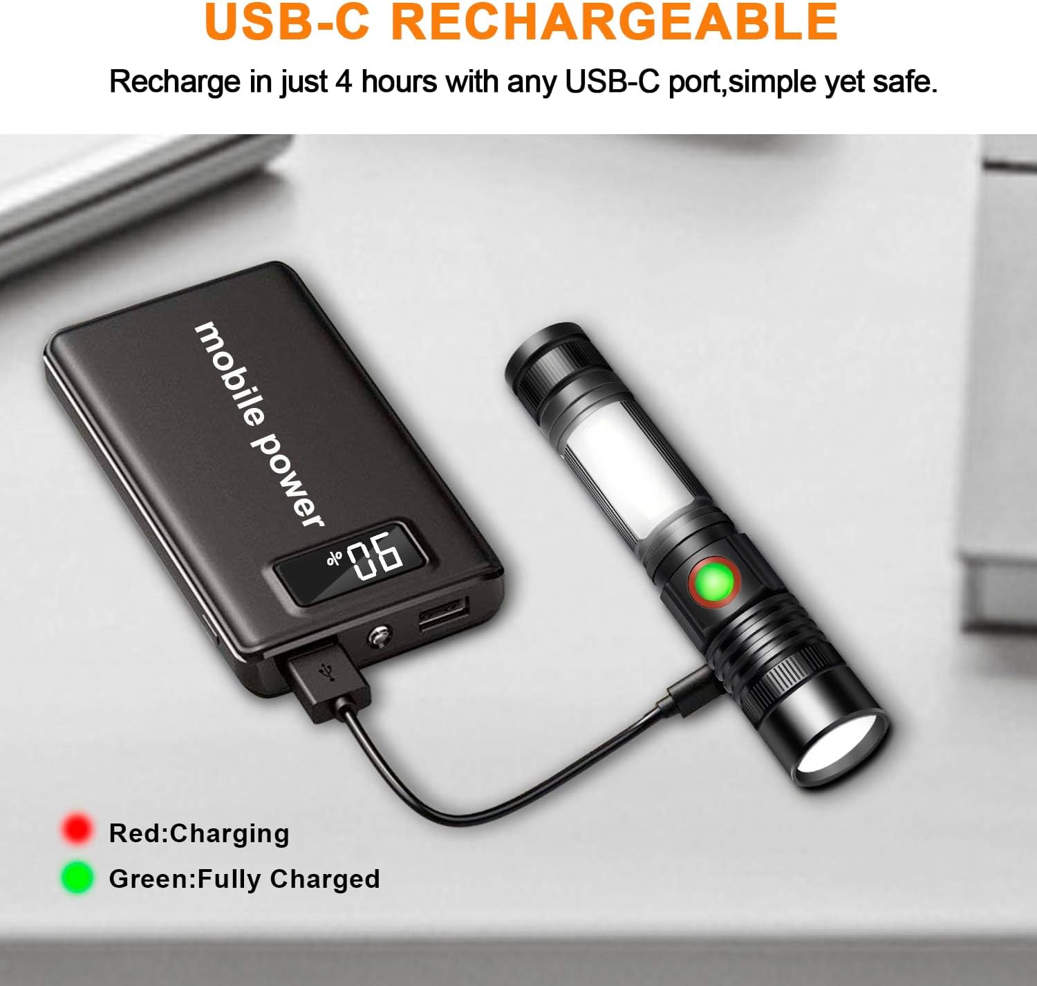 Detalle de REHKITTZ Torch 2000 Lumen Pocket Size Flashlight 🔦