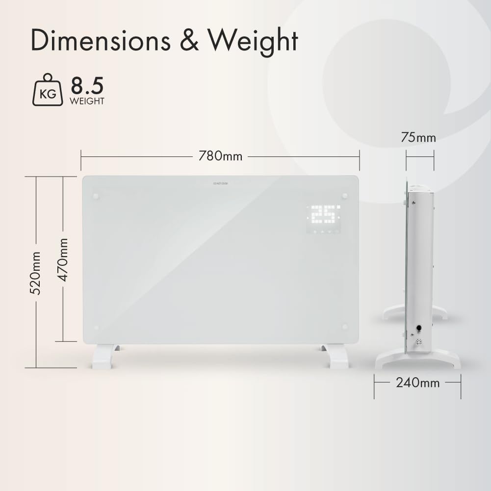 Thumbnail 6 de Devola DVPW2500WH 2500W Glass Panel Heater