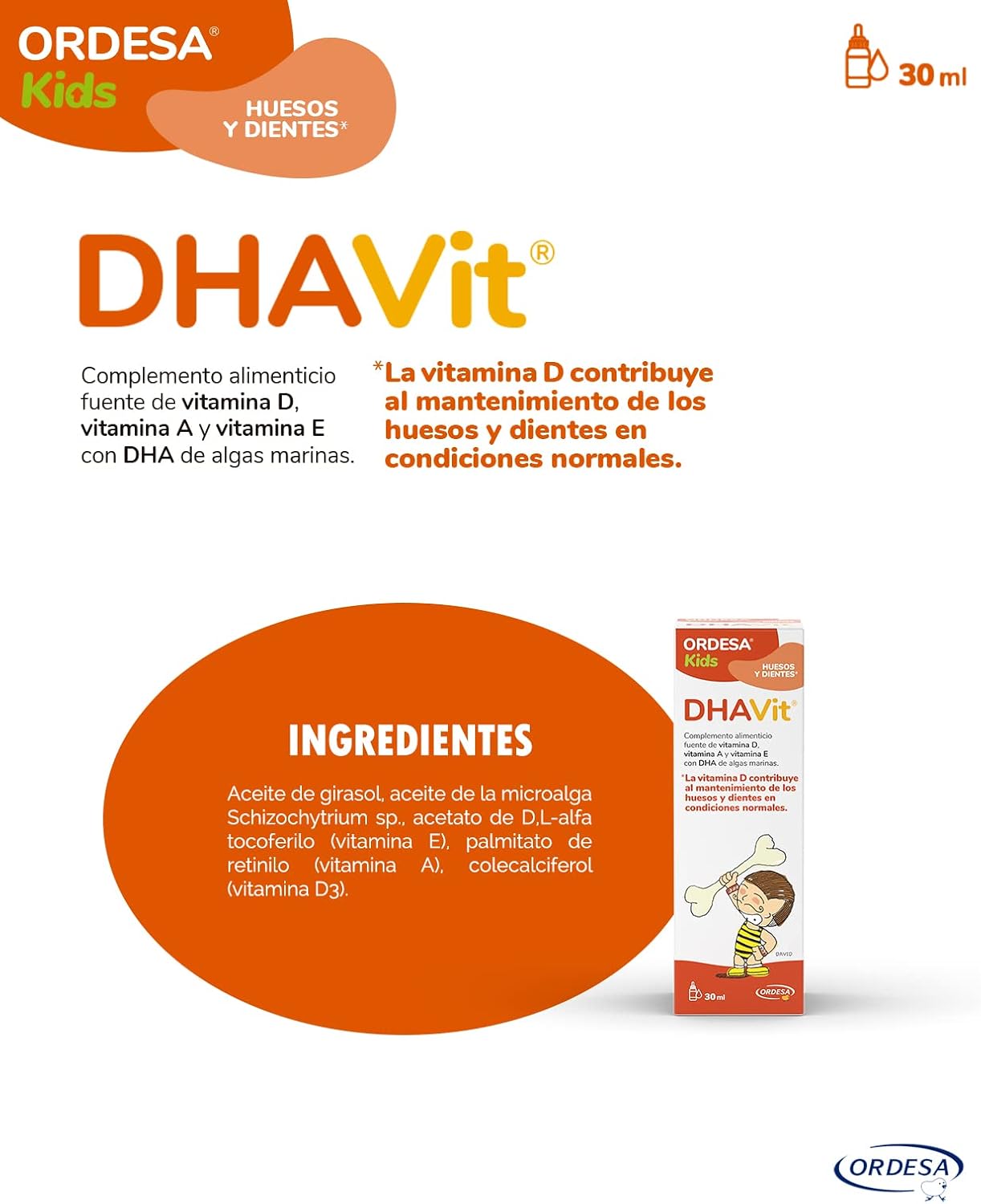 Thumbnail 5 de Ordesa DHAVit | 30 ml | Vitamina y DHA para Huesos infantiles 🦴