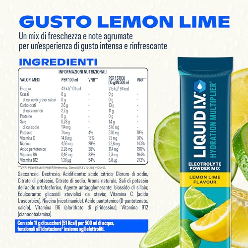 Thumbnail 6 de Liquid I.V. 16 stick – Integratore di Elettroliti per Idratazione Rapida, Lemon Lime, Vegano, Senza Glutine
